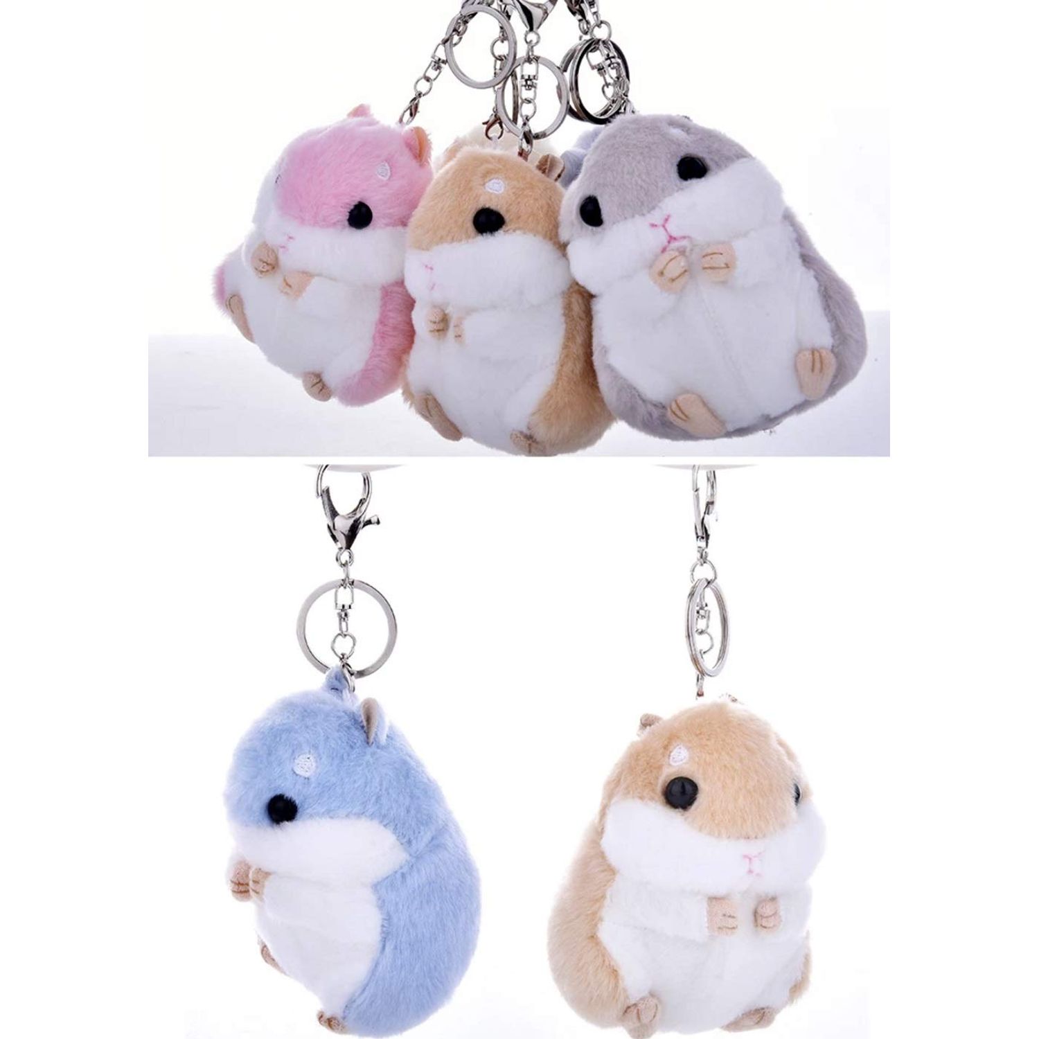 CheeseandU 4Pack Cute Hamster Plush Doll Keychains Stuffed Animals Doll Keychain Plush Cartoon Animal Charm Pendant Keyring for Girl Women Bag Phone Pendant Friends Birthday Party Gift
