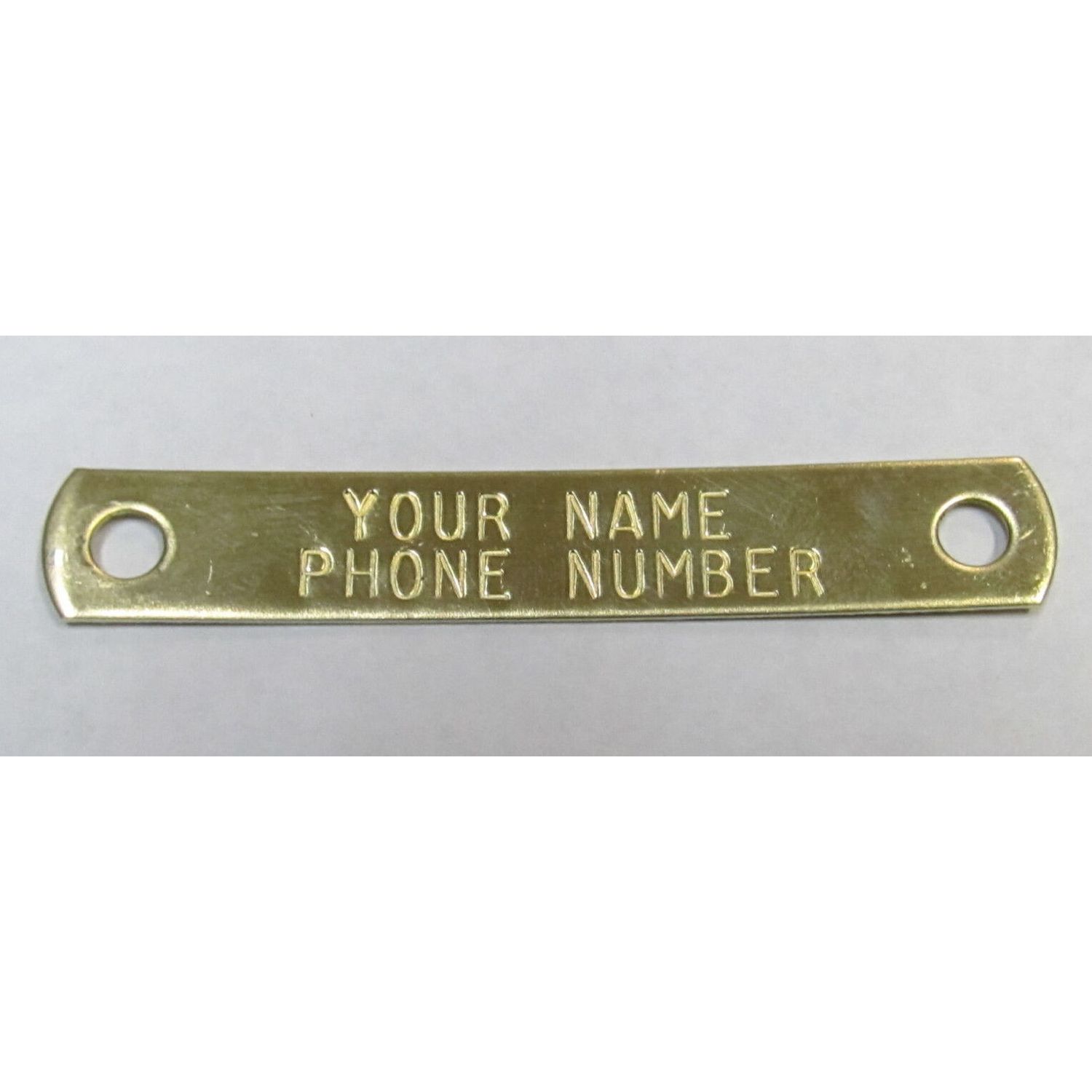 2 BRASS TAG NAMEPLATES 7/16" FOR DOG COLLAR WITH 2-PIECE RIVETS PET ID