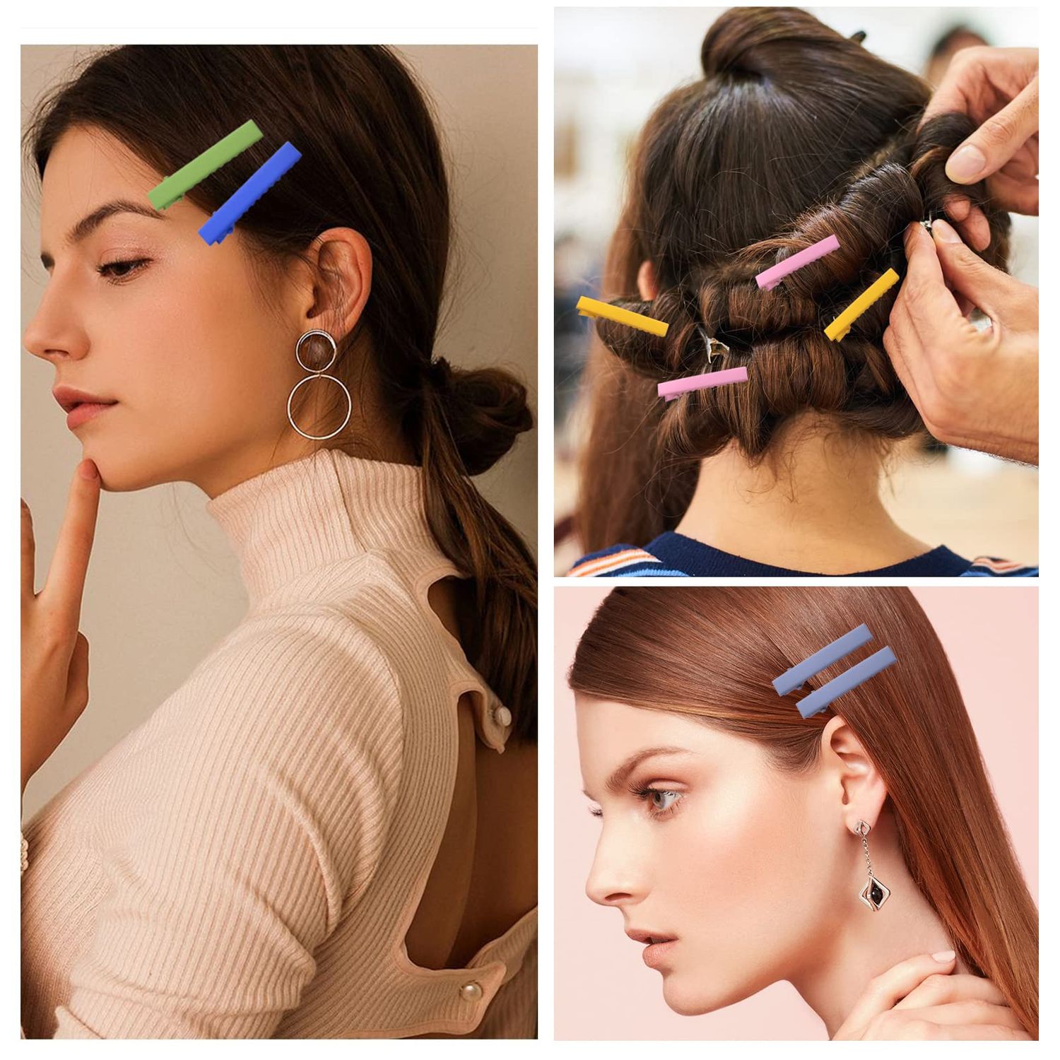 50pcs 10 Colors Alligator Hair Clips Metal Duck Bill Hairclips Single Prong Non-slip Hair Barrette Sectioning Hairpins for Women Girls Salon Styling DIY Accessories
