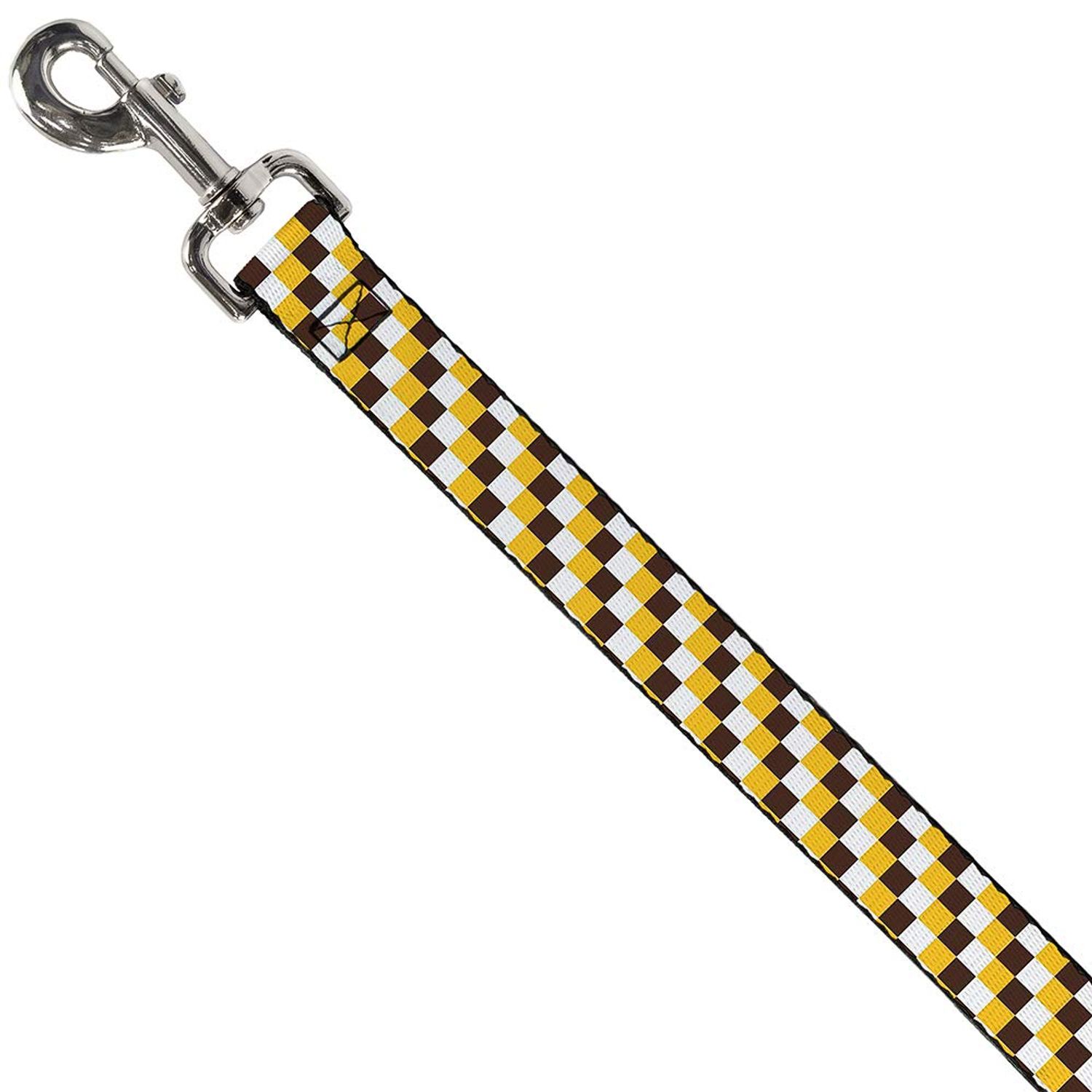 Dog Leash Checker White Gold Brown 4 Feet Long 0.5 Inch Wide