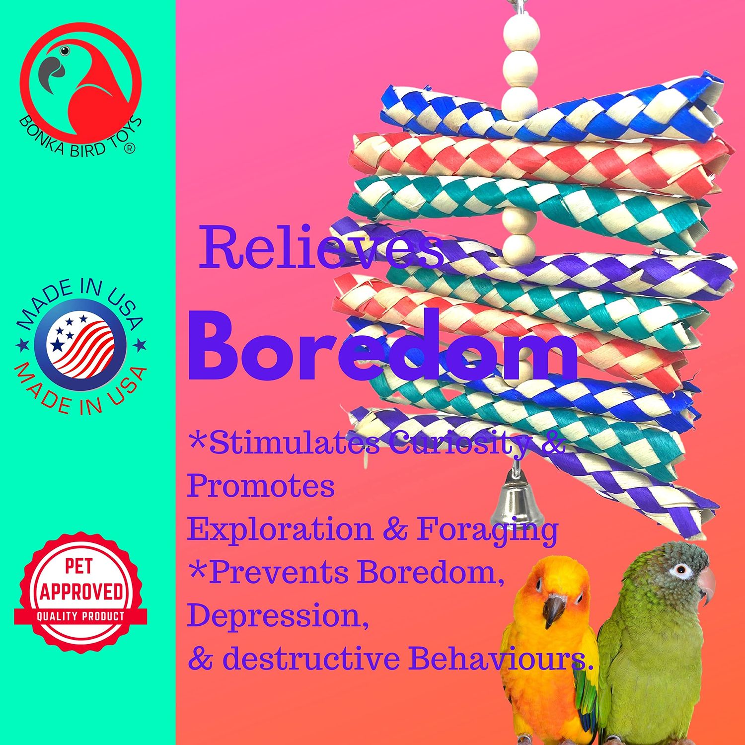 946 Shredburst Bonka Bird Toys Colorful Bamboo Wood Chew Parrot Parrotlet Cockatiel Budgie Finch Parakeet
