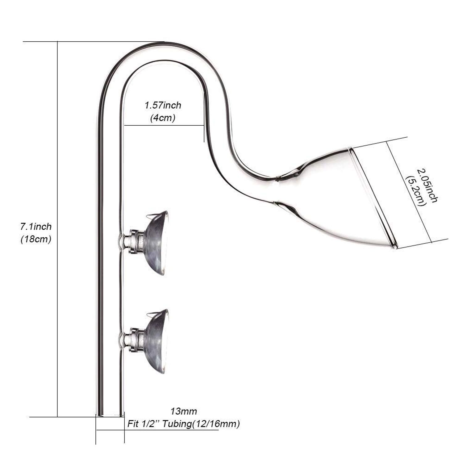 FZONE Aquatic Glass Lily Pipe Set with Lily Skimmer Inflow and Lily Outflow for Aquarium Filter 1/2''(12/16mm) Tubing