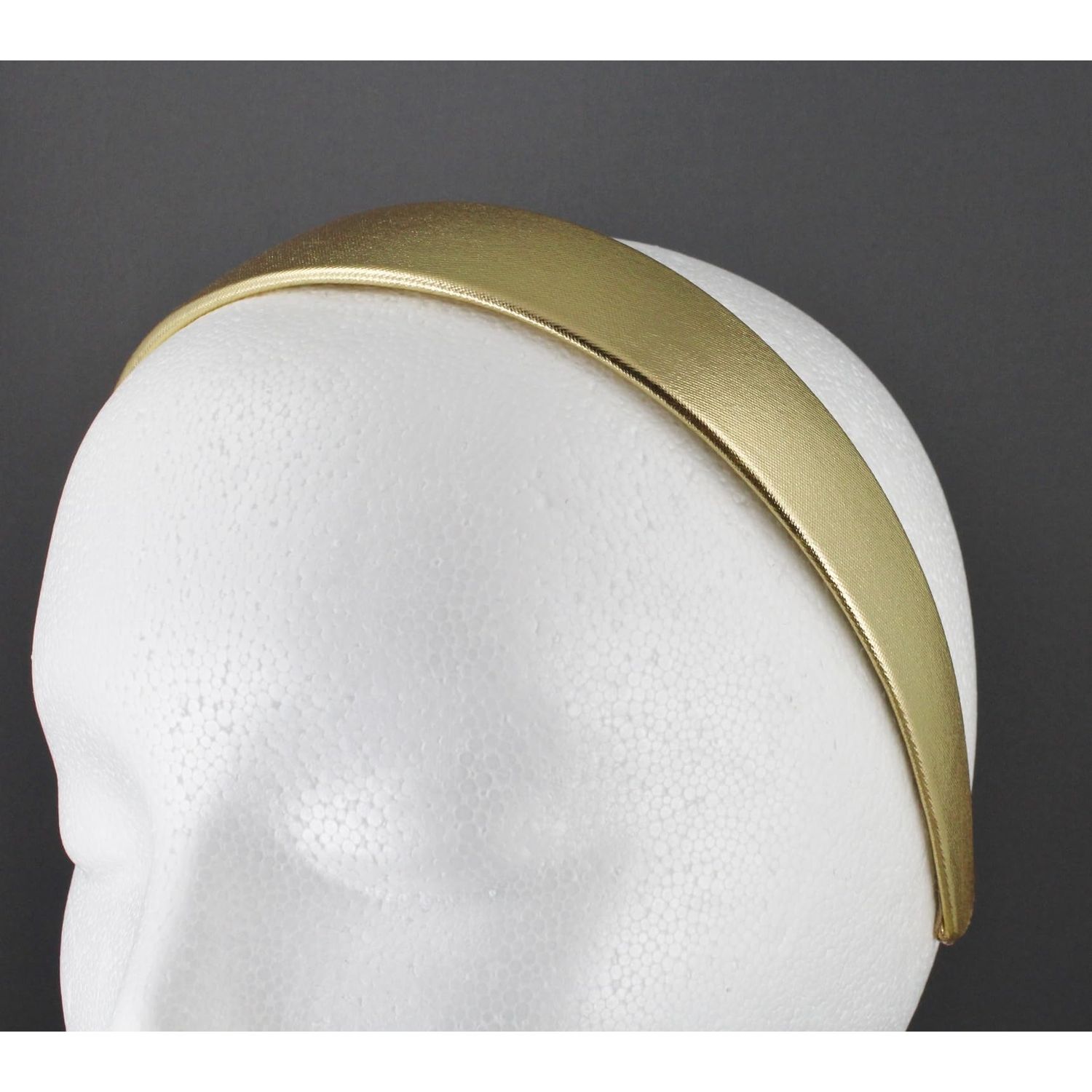 Gold shiny faux leather headband textured 1 3/16 inch wide hair band accessory classic style