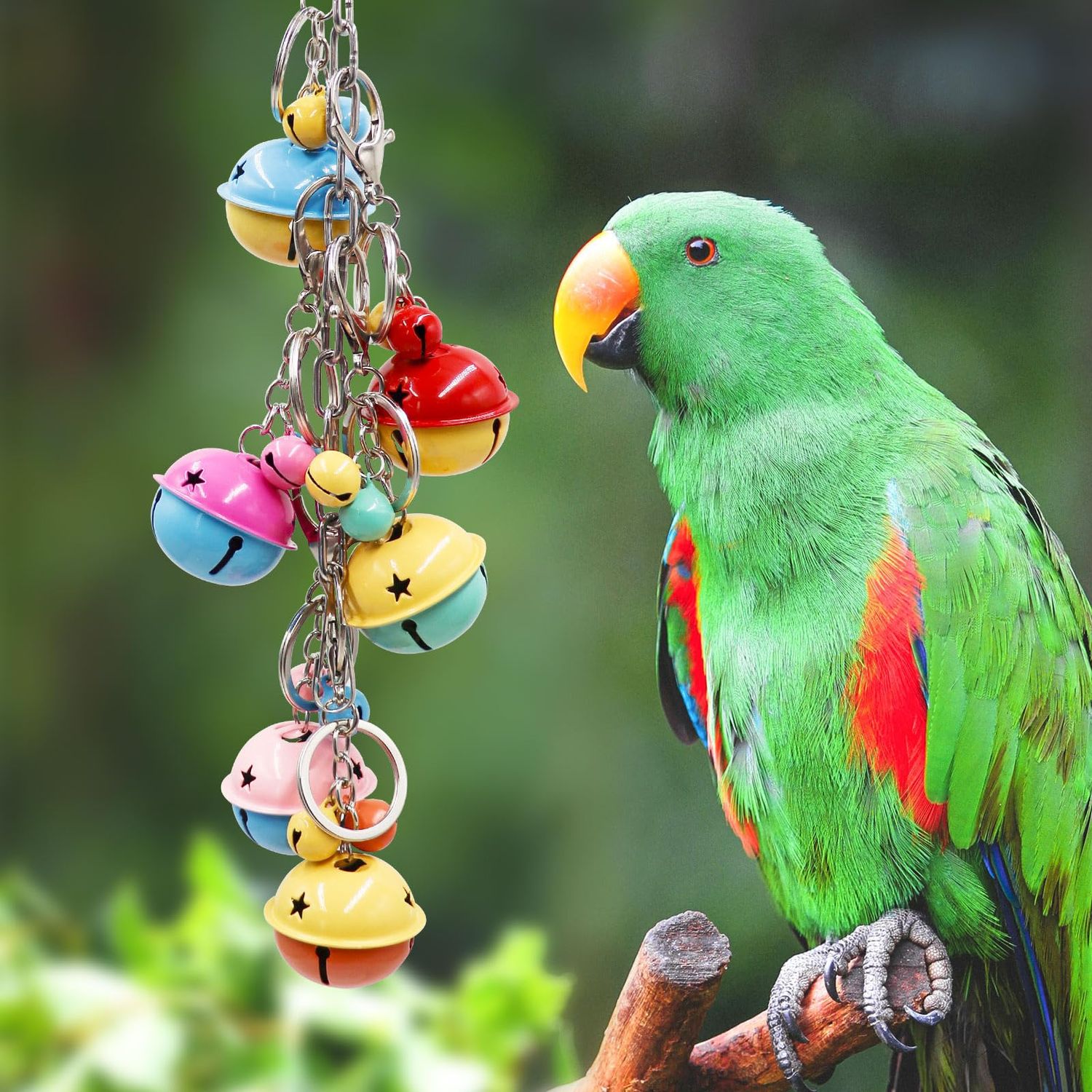Bird Swing Bells Toys, Colorful Parrot Metal Bells, Hanging Bird Chewing Toys, Bird Cage Accessories, Suitable for Small to Medium Birds Budgie Lovebirds Conures Parakeets Cockatiels Rats