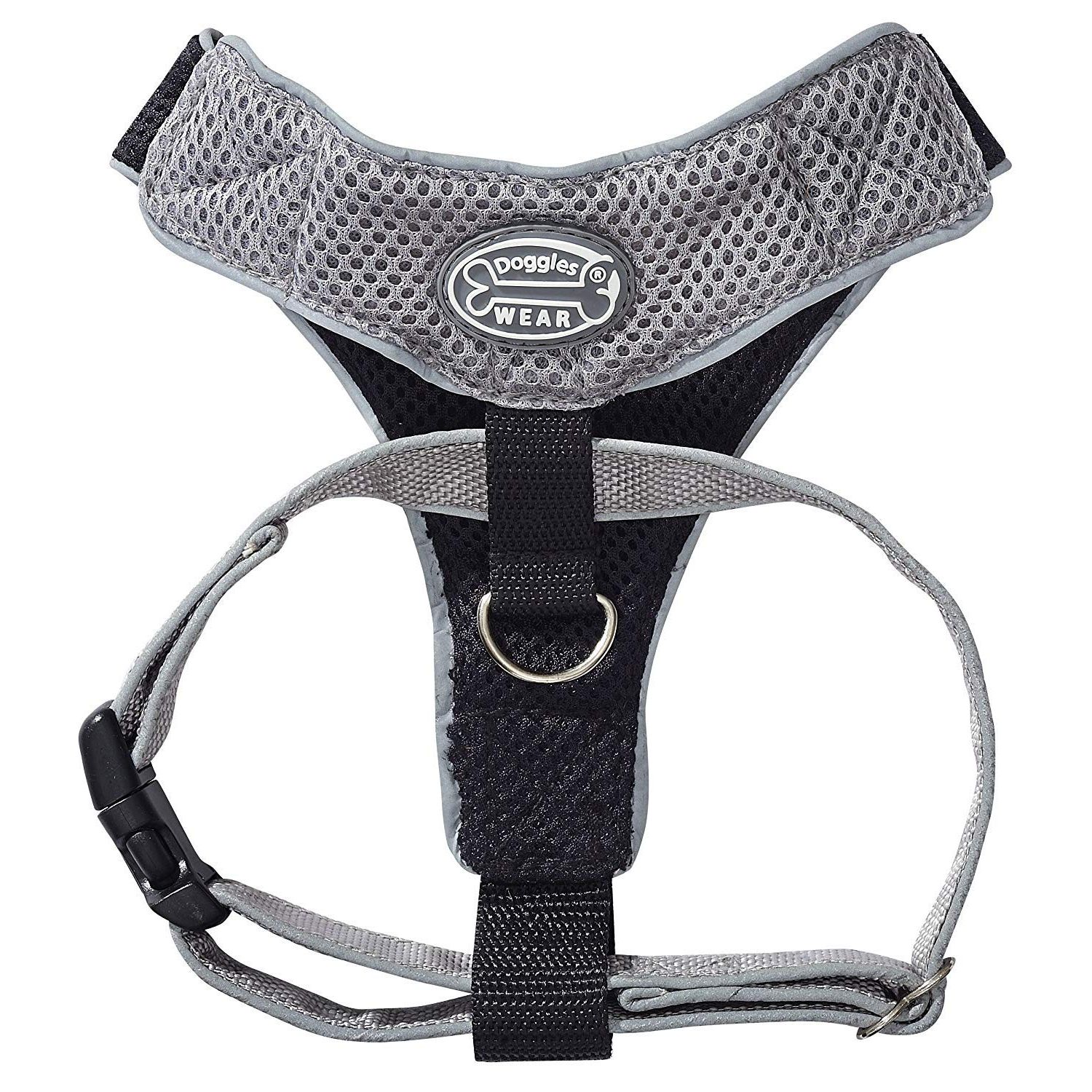 Doggles V Mesh Dog Harness, Gray/Black, XX Small
