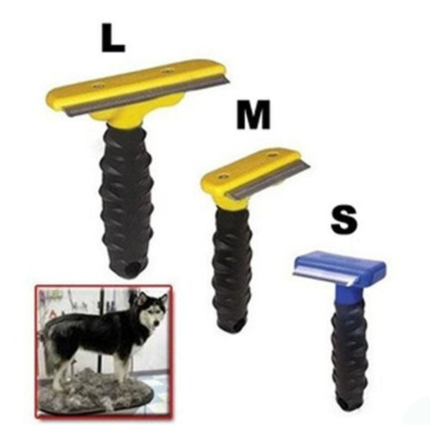 NP-Galaxy Deshedding Tool & Pet Grooming Tool - Stainless Steel Hair Removal Comb for Dogs and Cats, with Black Plastic Handle Grip
