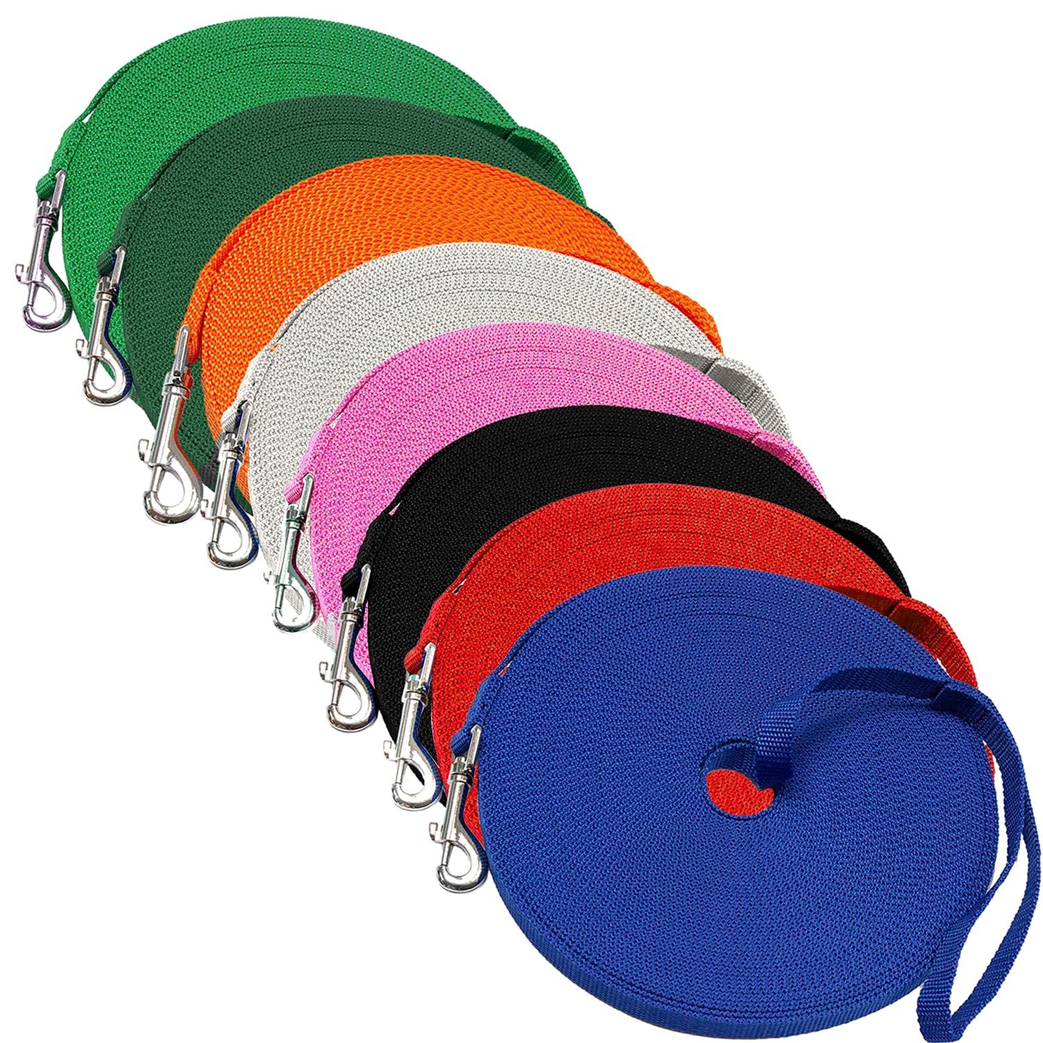 Downtown Pet Supply - Long Dog Leash - Dog Training Leash - Recall & Obedience Dog Training Tools - Nylon - 50 ft - Blue Dog Leash
