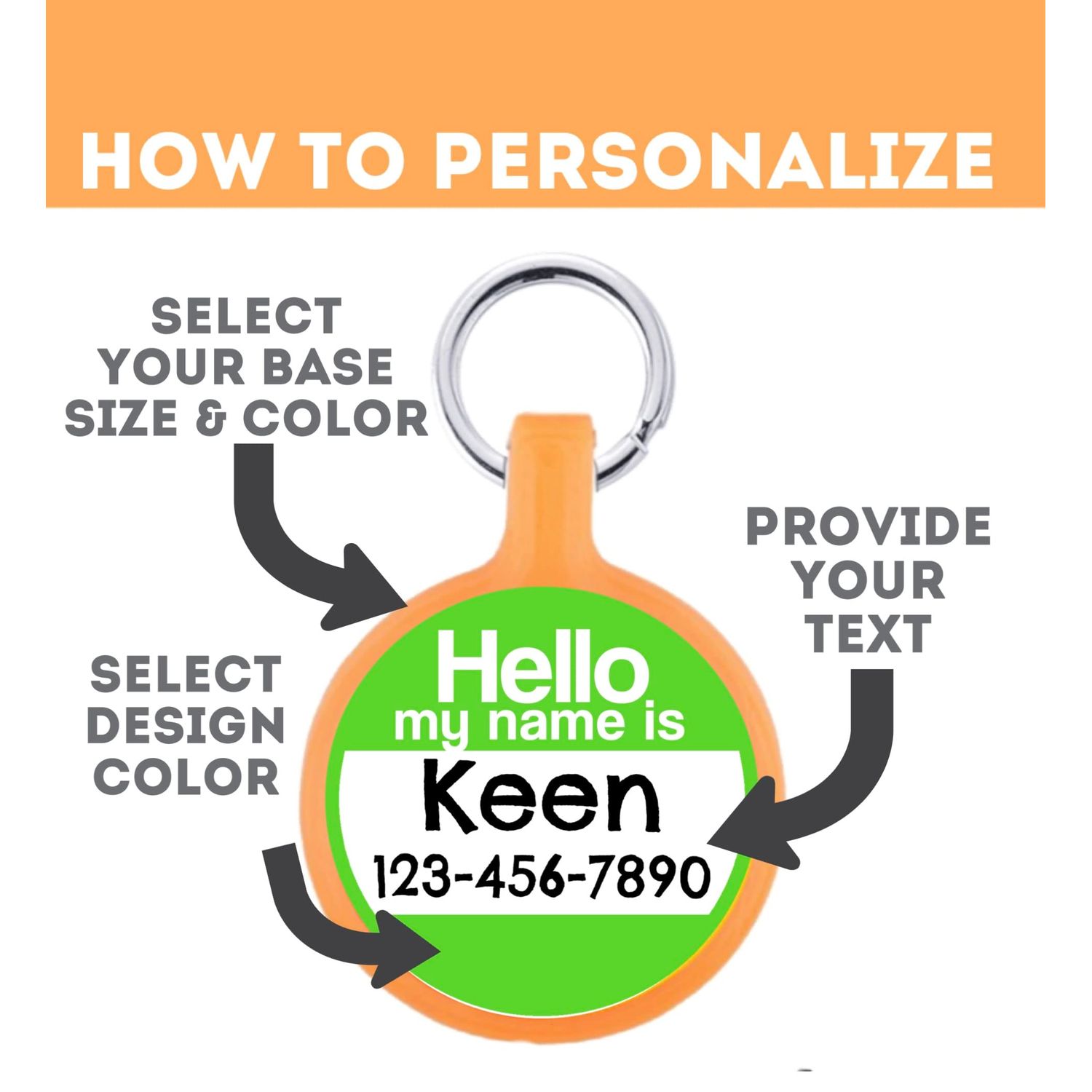 Silent & Lightweight Eco-Plastic Hello My Name Is" Pet ID Tag