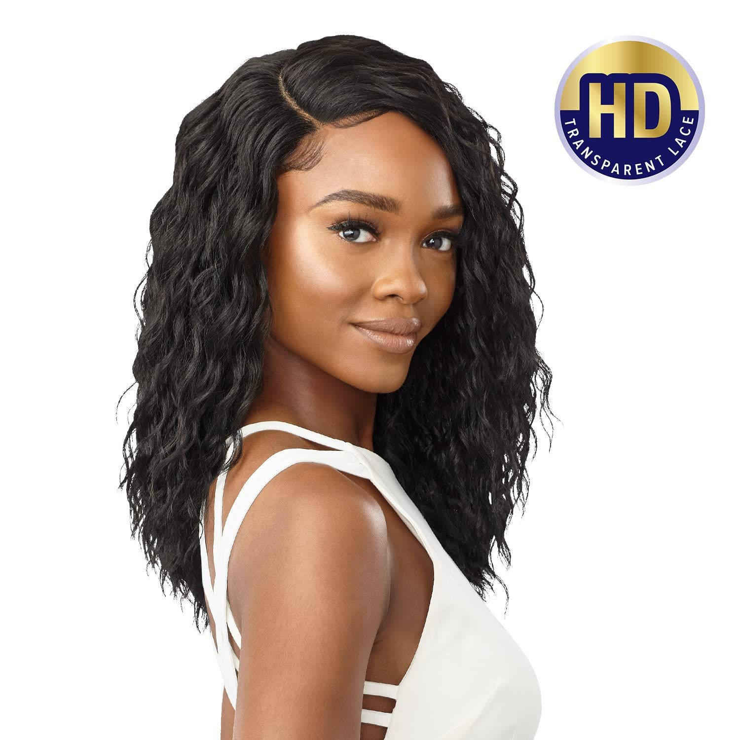 Outre Wet and Wavy Style Lace Front Wig HD Transparent MARION (1B)