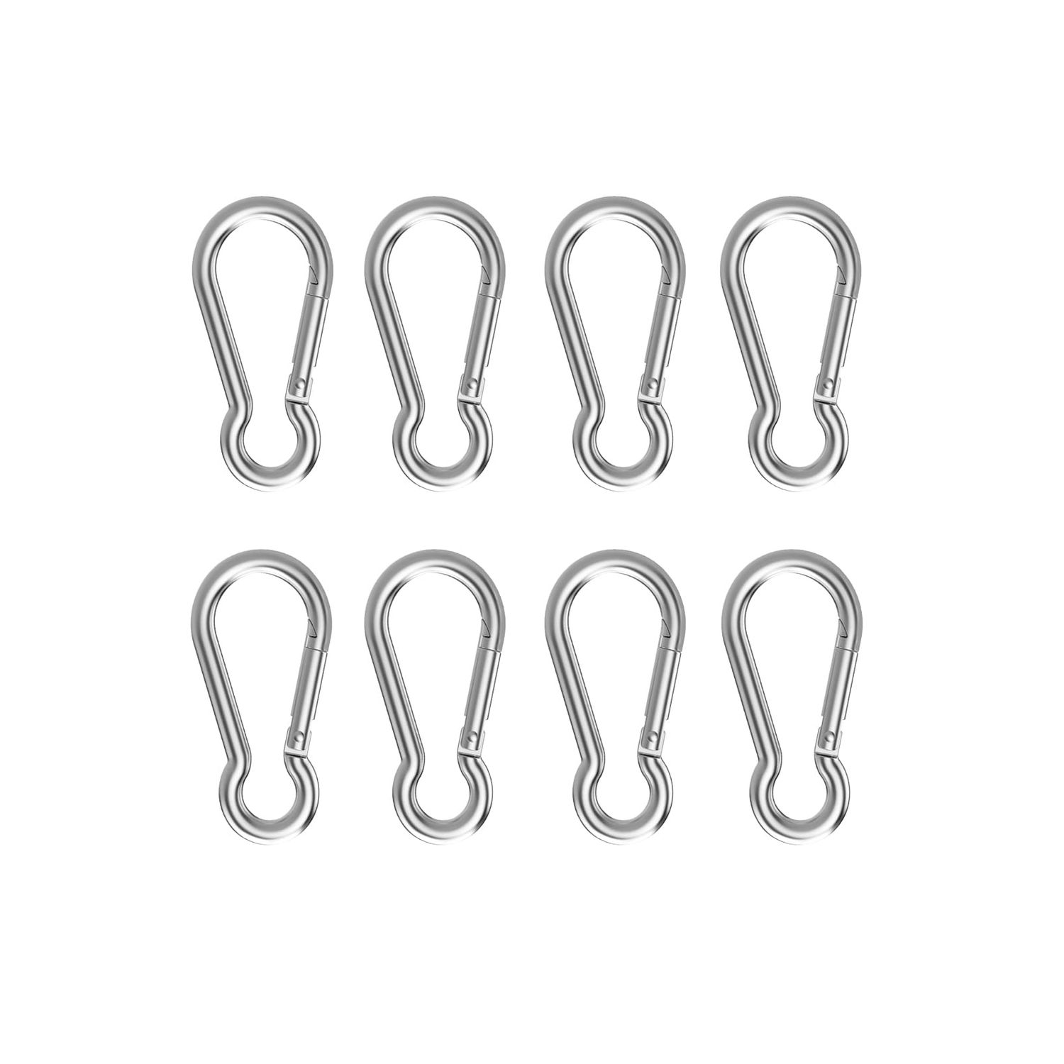 8 Pcs Small Carabiner Clip - Stainless Steel Spring Snap Hook for Bird Feeders or Dog Leash & Harness, Quick Link Keychain (M5, 50mm, Can Hold 180lbs)
