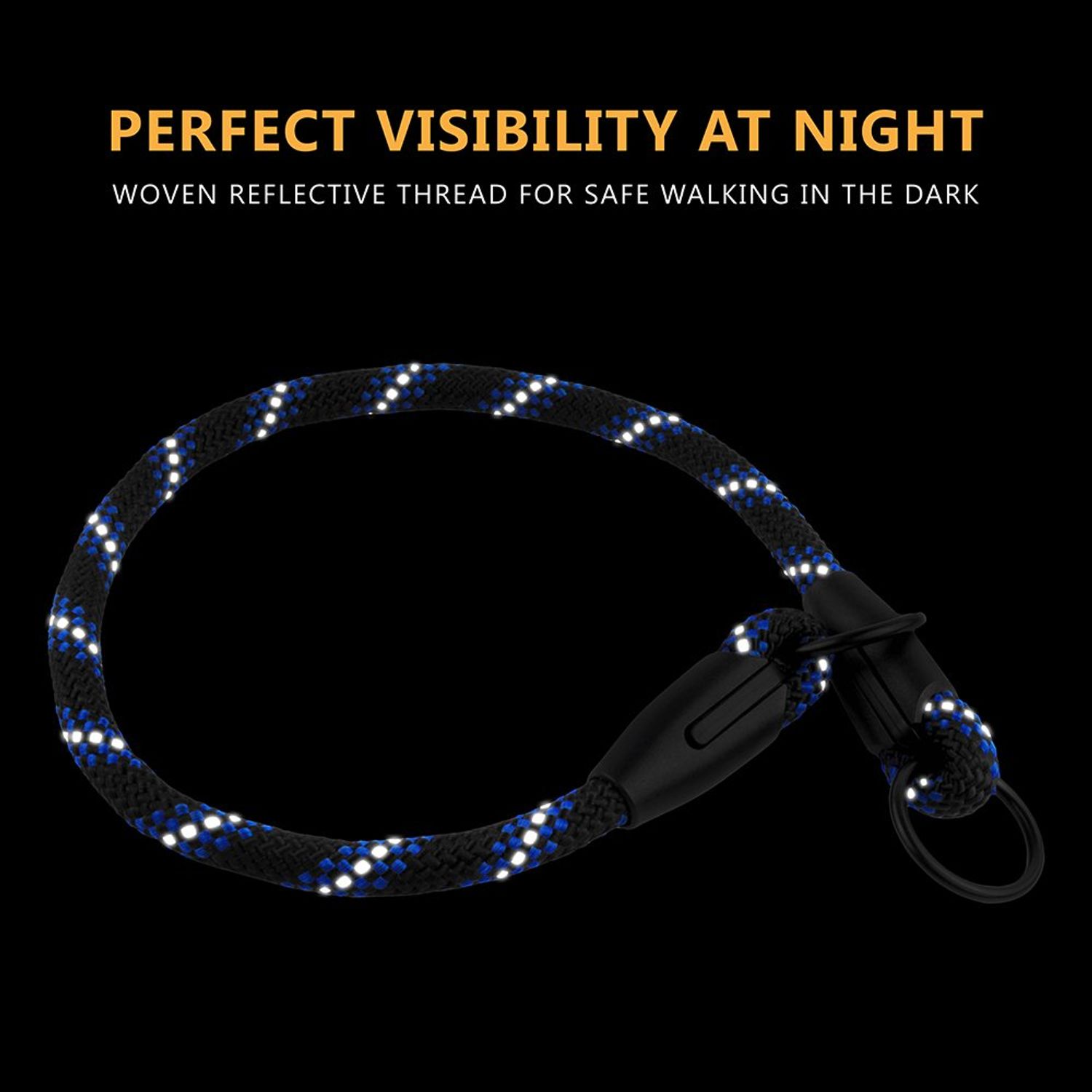 BronzeDog Rope Pro Training Dog Collar Braided No Pull Quick Release Round Lead Collars for Dogs Small Medium Large Puppy (M - 19.7" Long, Blue)
