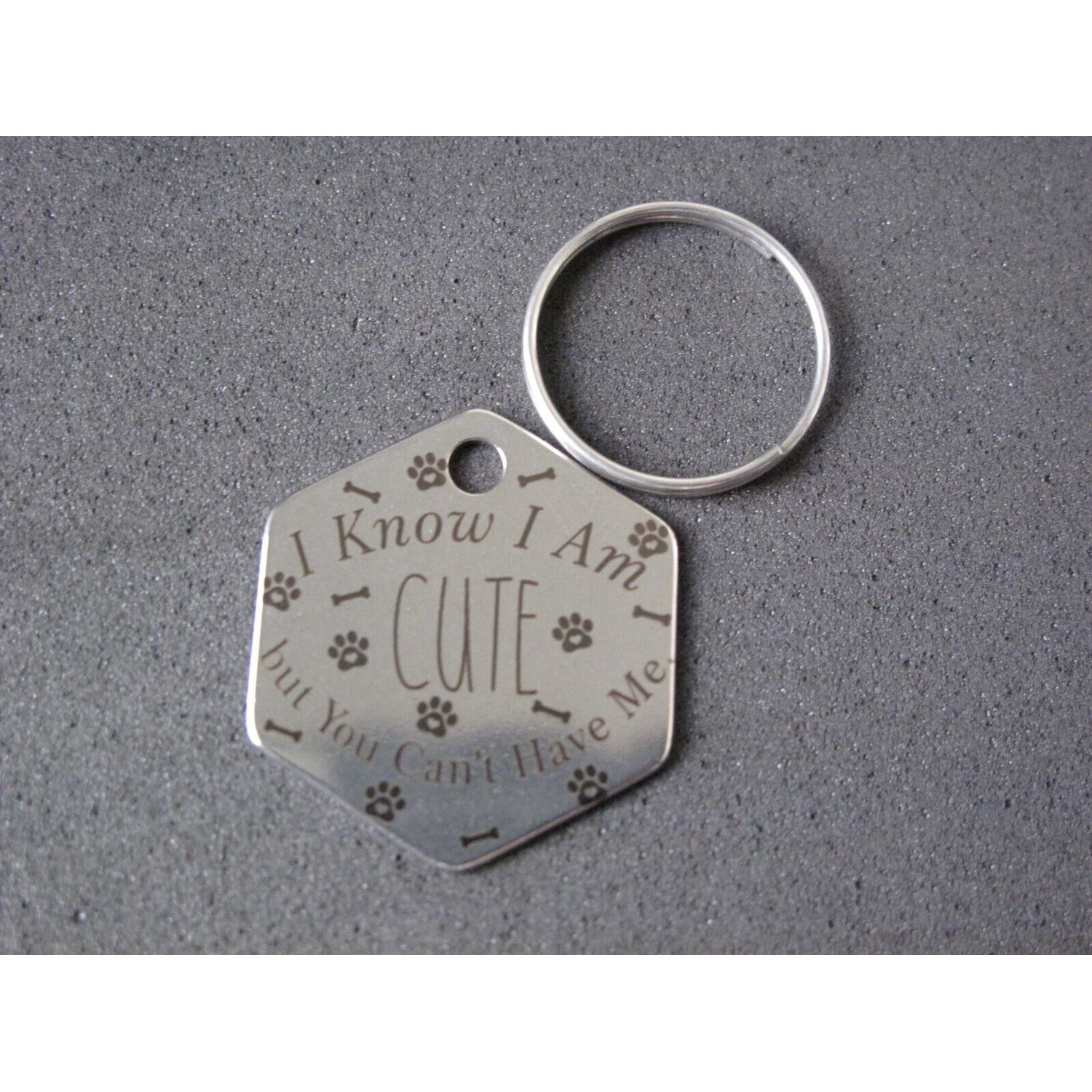 Stainless Steel Pet ID Tags Dog Tags, I Know I am Cute Front Personalize Back...