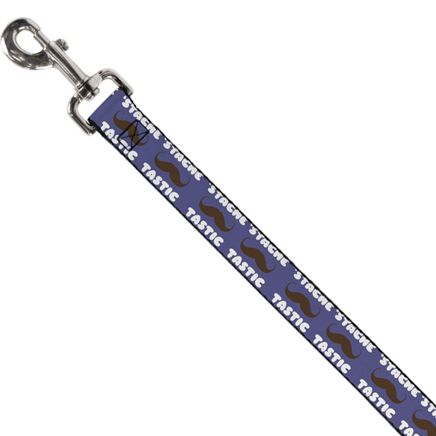 Dog Leash Mustache Stache Tastic 4 Feet Long 1.0 Inch Wide