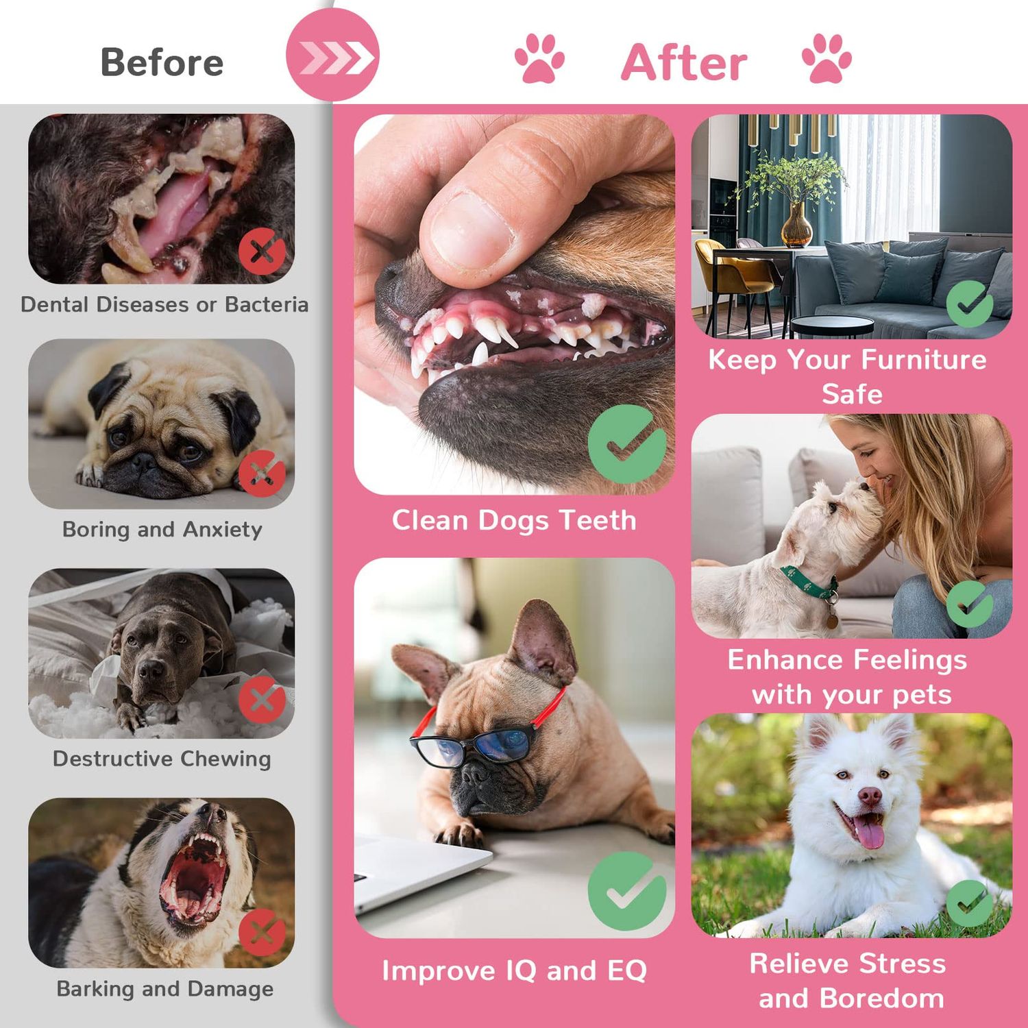 TENGZHI 6 Pack Dog Toys for Small Dog Pink Soft Rubber Puppy Toys for Teething Funny Slippers Ball Donut Interactive Set for Small Dog Teething Toys Pet Puppy Toys Set