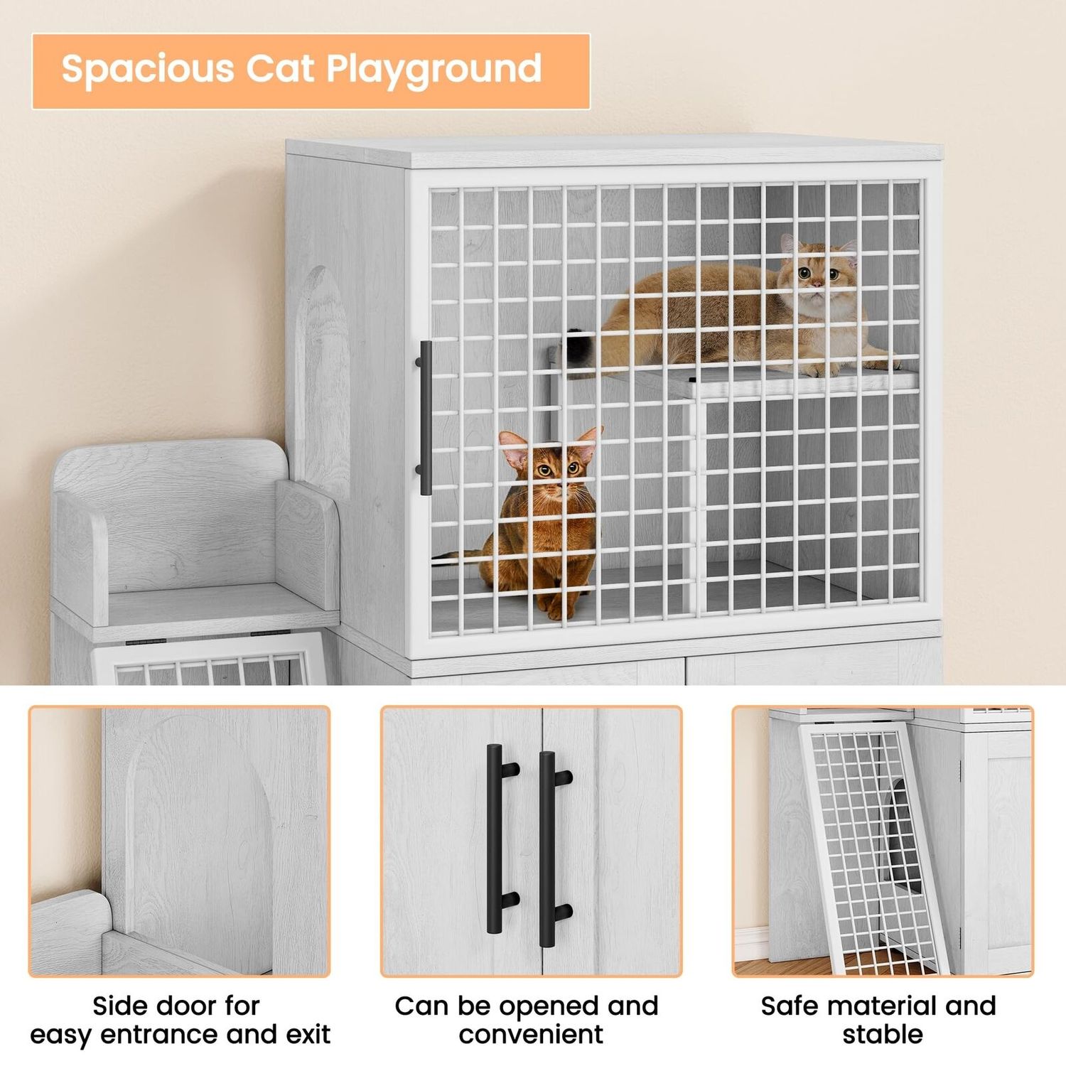 Cat Litter Box  Furniture Hidden Cat Litter Box Enclosure Cat House with Ladder
