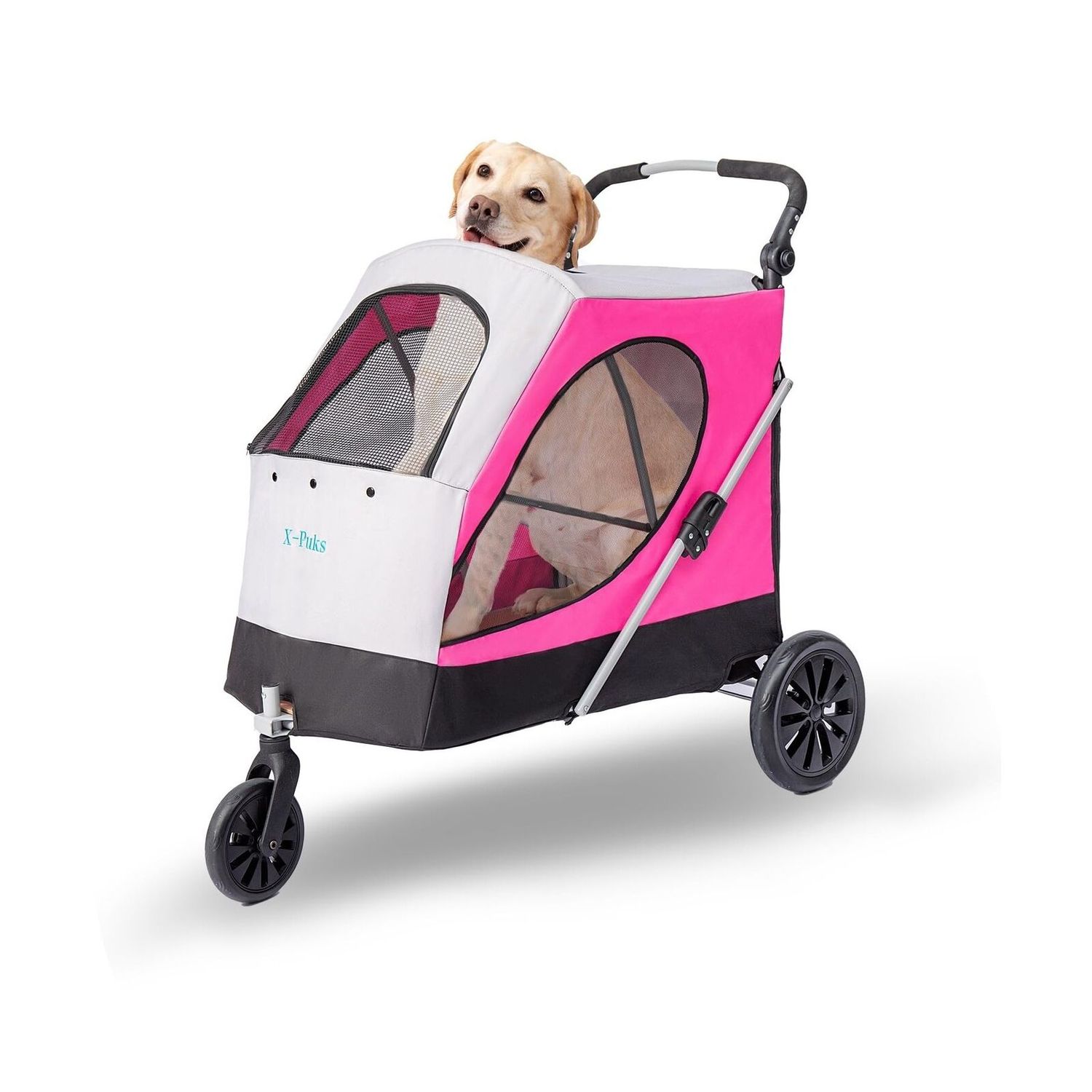 Dog Stroller for Large Dogs, 3 Wheel Foldable Pet Stroller for Medium Large D...