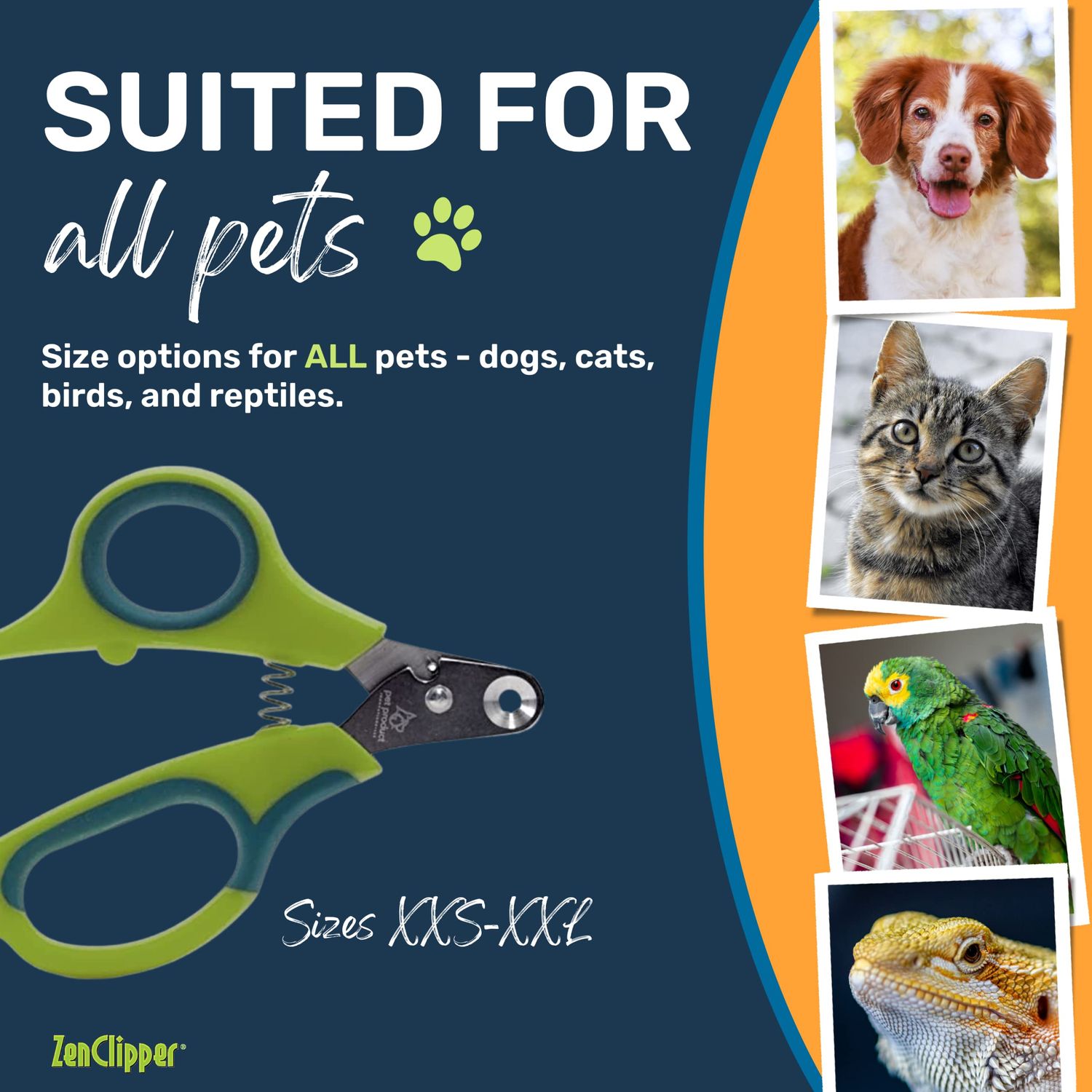 Zen Clipper Pet Nail Clipper for Dogs – Dog Nail Trimmer for Safer Grooming Care - Clean, Quiet, and Easy-to-Use Stainless Steel Claw Trimmer - (3mm Hole)