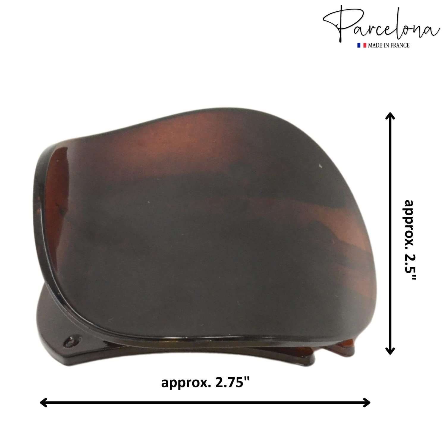 Parcelona France Onde Celluloid Tortoise Shell Side Slidein Secure Grip Hair Updo Hinge Duck Hair Claw - 2 3/4 Inch