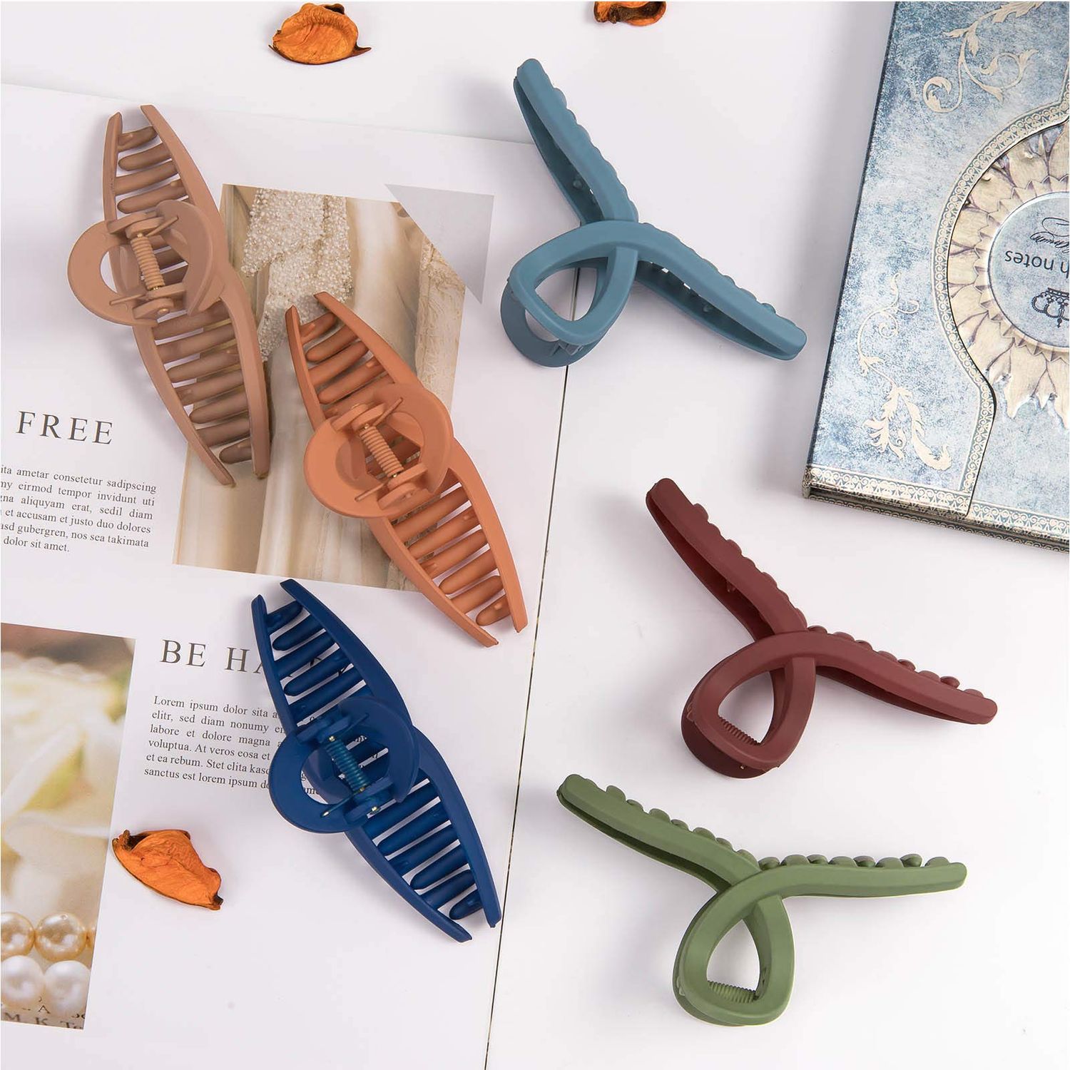 Big Hair Claw Clips 6 Color Whaline Large Hair Twisted Matte Jaw 4.3 Inch Nonslip Butterfly Hair Clip Claw Clamp Strong Hold Hair Styling Accessories for Women Girls Thin Thick Fine Hair