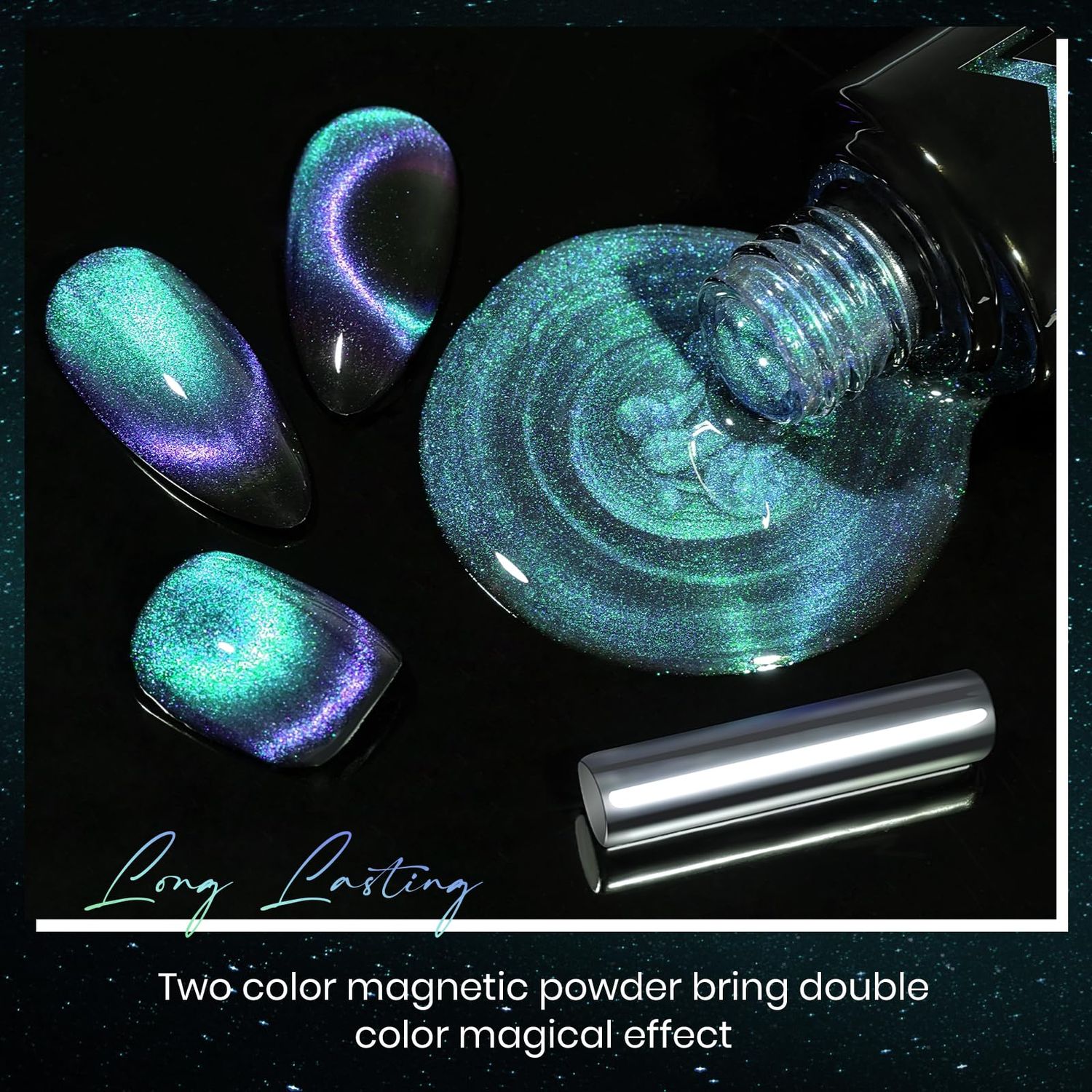 MIZHSE Chameleon 9D Cat Eye Gel Polish 10ml, Holographic Galaxy Cateye Magnetic Nail Polish Gel, Magic Chameleon Home Salon Manicure Set Valentine's Day with Magnet Stick for Ladies(005)