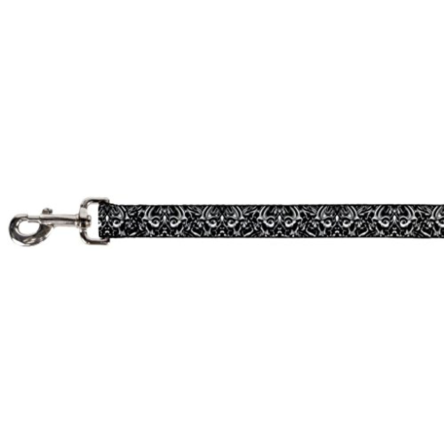 Buckle-Down Pet Leash - Sleeve Skulls Black/Gray - 4 Feet Long - 1.5" Wide