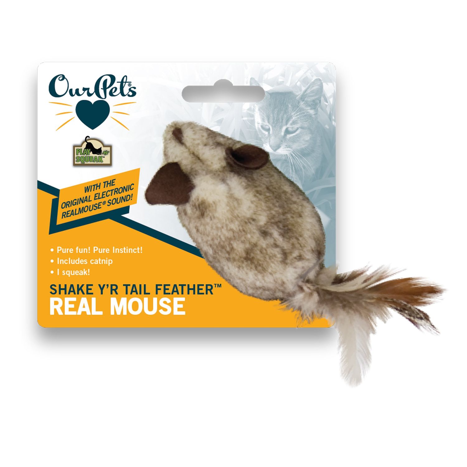 OurPets Play-N-Squeak Shake y'r Tail Feather Cat Toy