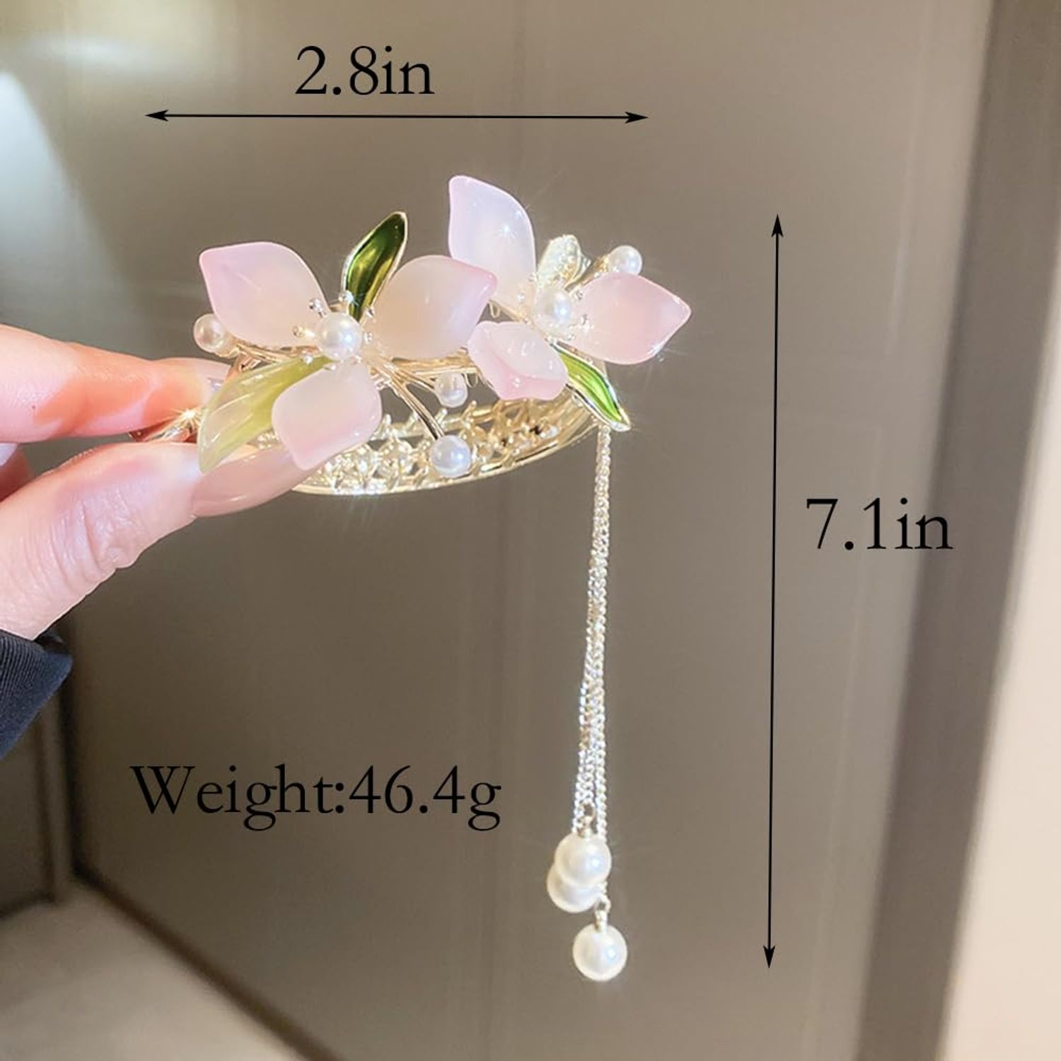 Wiwpar Flower Tassel Hair Bun Clip Flower Ponytail Buckle Hairpin Crystal Long Tassel Ponytail Holder Claw Pearl Long Tassel Hair Claw Clips Hair Barrettes Accessories for Women Girls (Style1)
