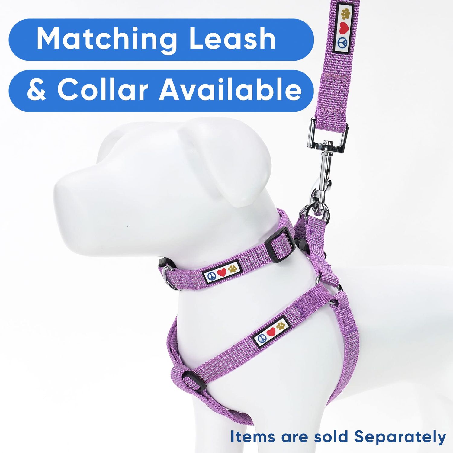 Pawtitas Reflective Step in Dog Harness or Reflective Vest Harness, Comfort Control, Training Walking of Your Puppy/Dog Large Dog Harness L Purple Orchid Dog Harness
