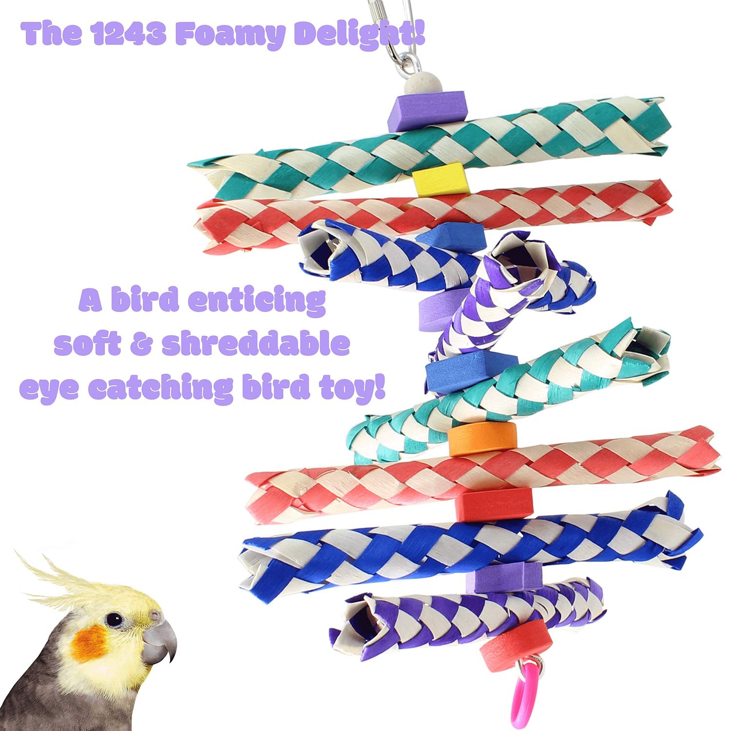 Bonka Bird Toys 1243 Foamy Delight Shredding Colorful Parrot Parrotlet Quaker Cockatoo Budgie
