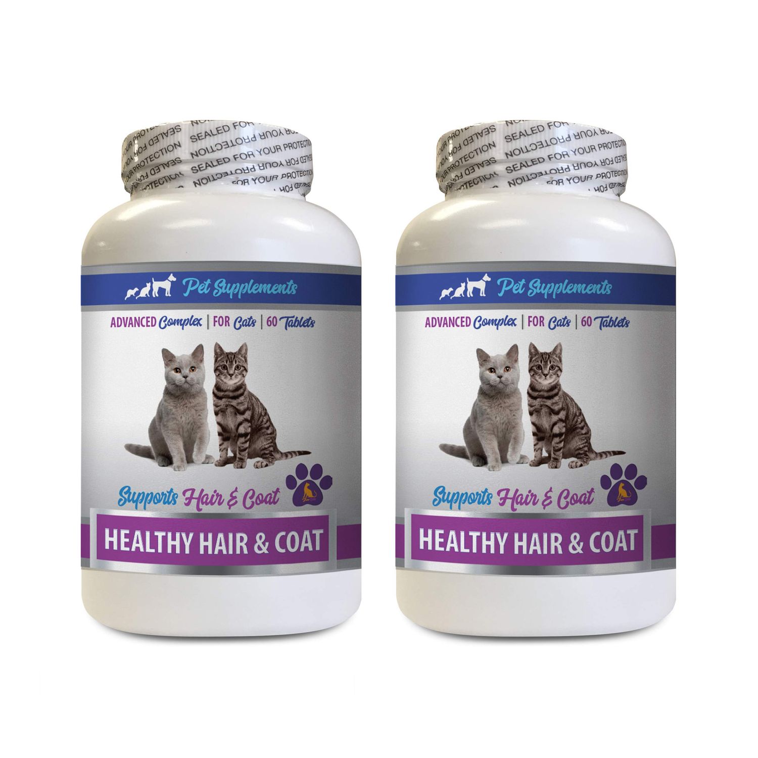 cat itching Pills - Best Healthy Hair and Coat Supplement for Cats - Advanced Complex - Nail Health - cat Vitamin b12-2 Bottles (120 Tablets)