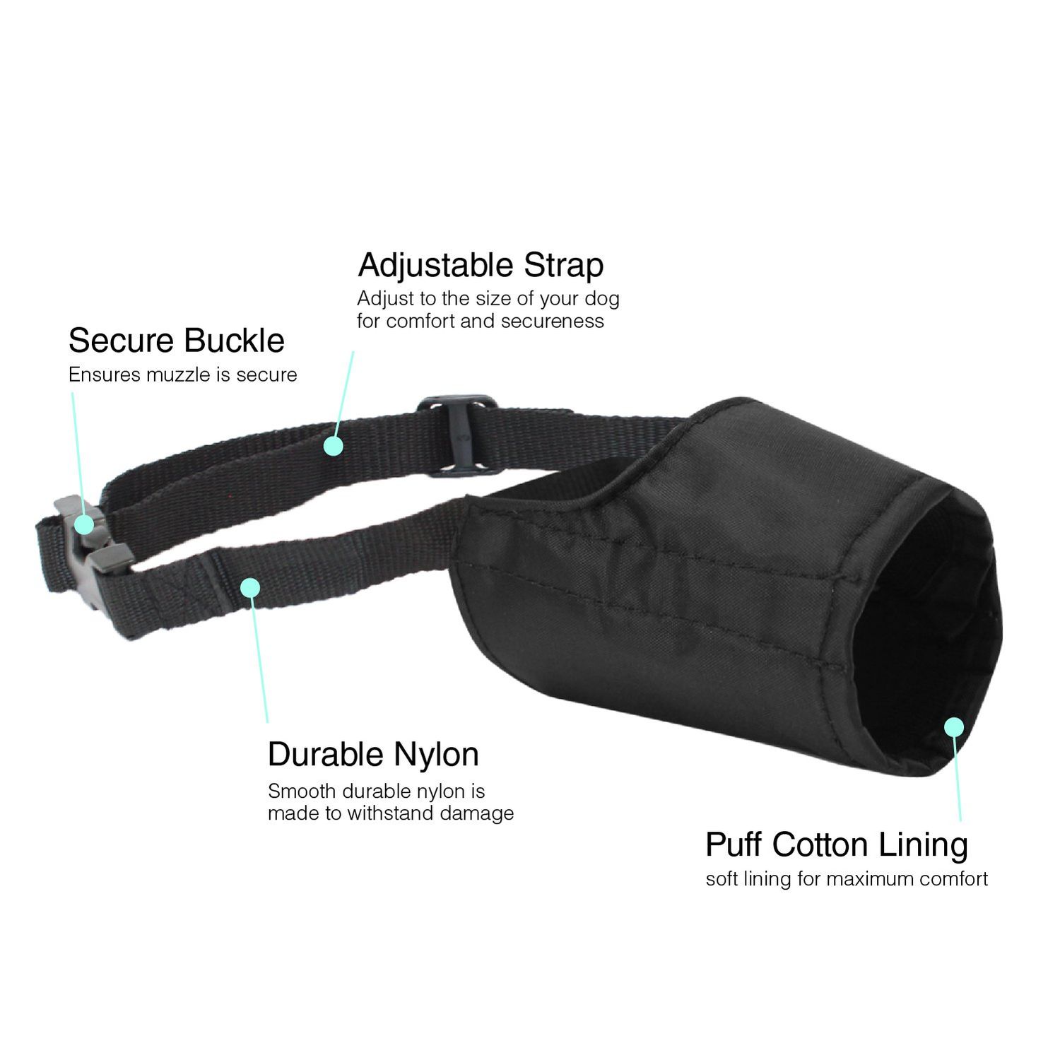 Downtown Pet Supply - Quick-Fit Dog Muzzle for Grooming - Pet Care & Dog Grooming Supplies - Soft Nylon Muzzle with Safety Buckle - Size 3 - Muzzle for Medium Sized Dog