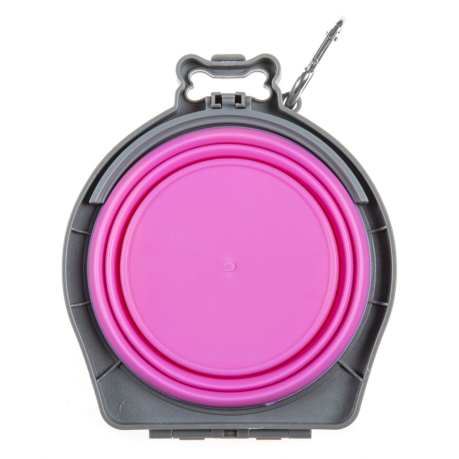 Loving Pets - Bella Roma Double Diner Portable Travel Dog Bowls Collapsible Combined Dog Food & Water Bowls (Pink, Small)