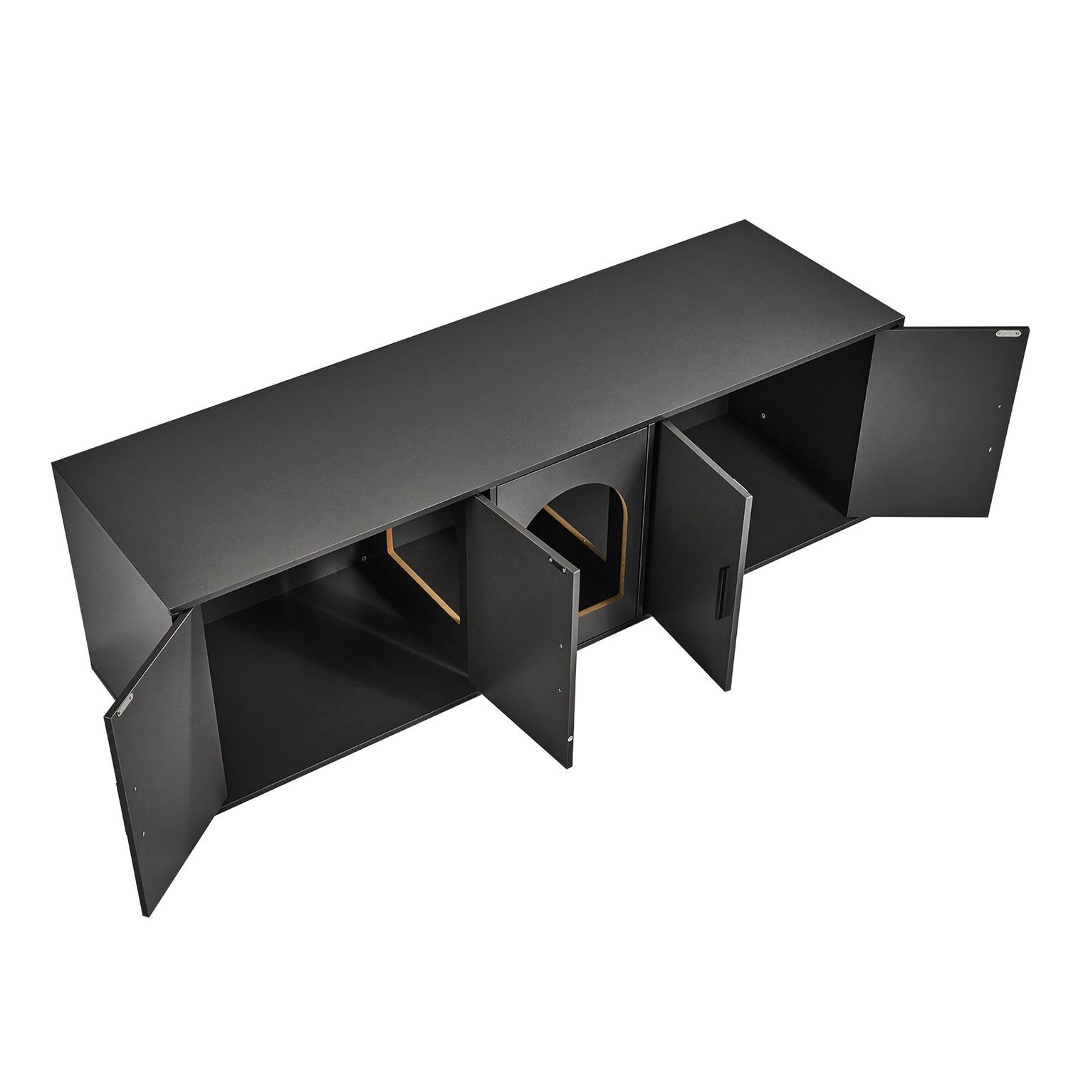 Cat Litter Box Enclosure Wooden Litter Box Furniture Hidden 57.9" Black