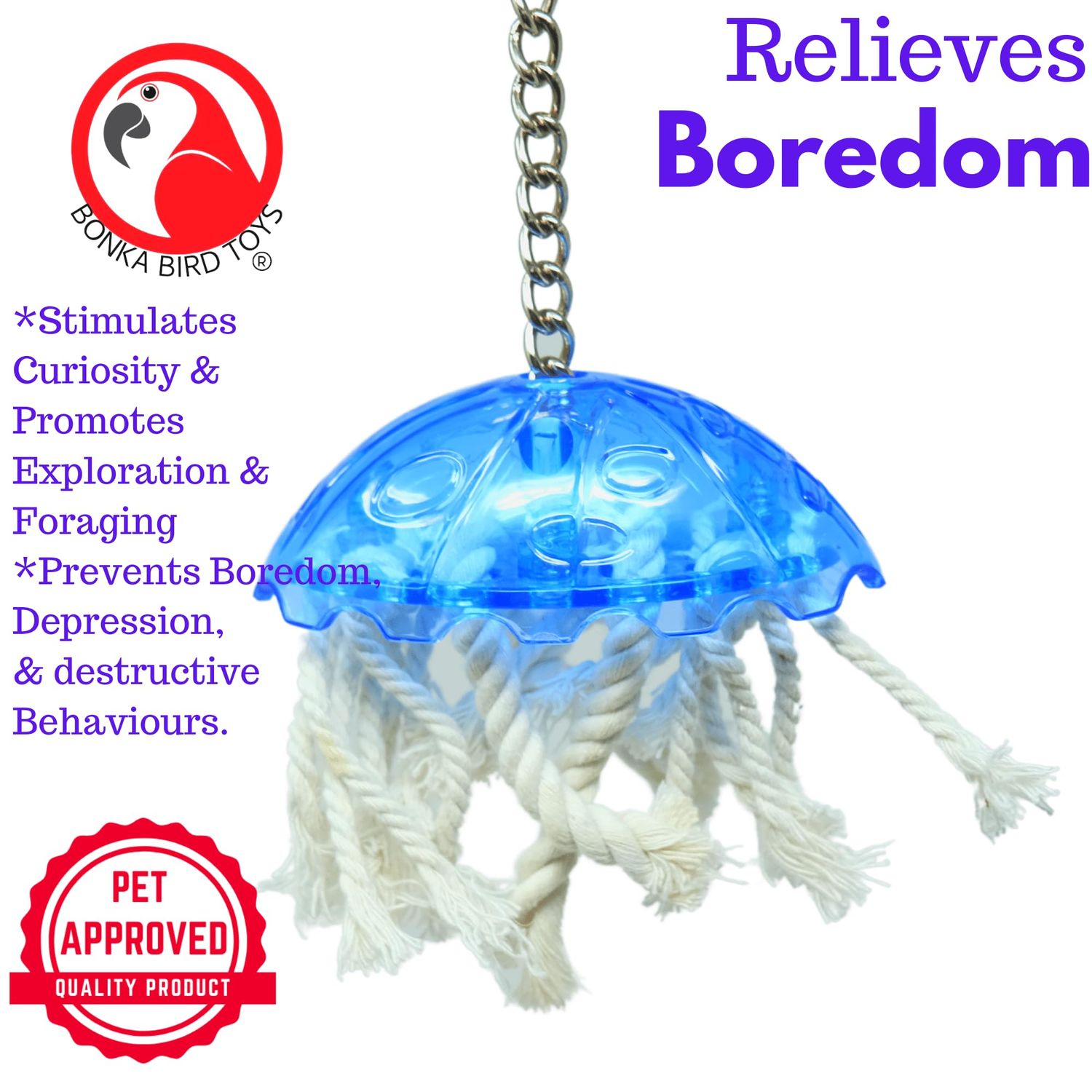 Lucky Bird Toys Jellyfish 3.5in Small Bird Toy