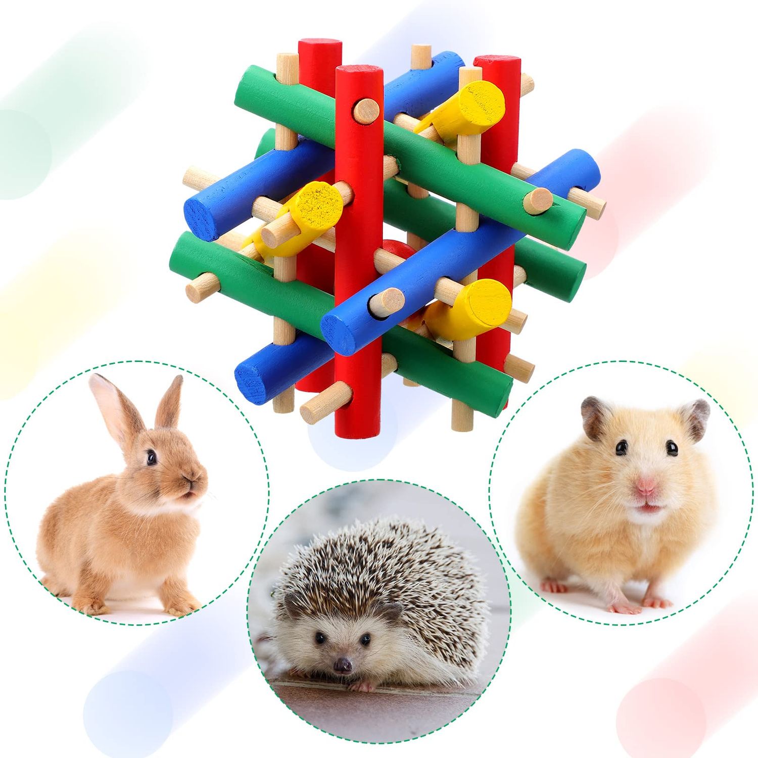 Jutom 3 Pieces Rabbit Chew Toy Bunny Toys Chinchilla Toys Wood for Guinea Pigs Pet Rabbits Hamster Hedgehog Small Animals Wooden Teeth Grinding Gnawing Biting Accessories