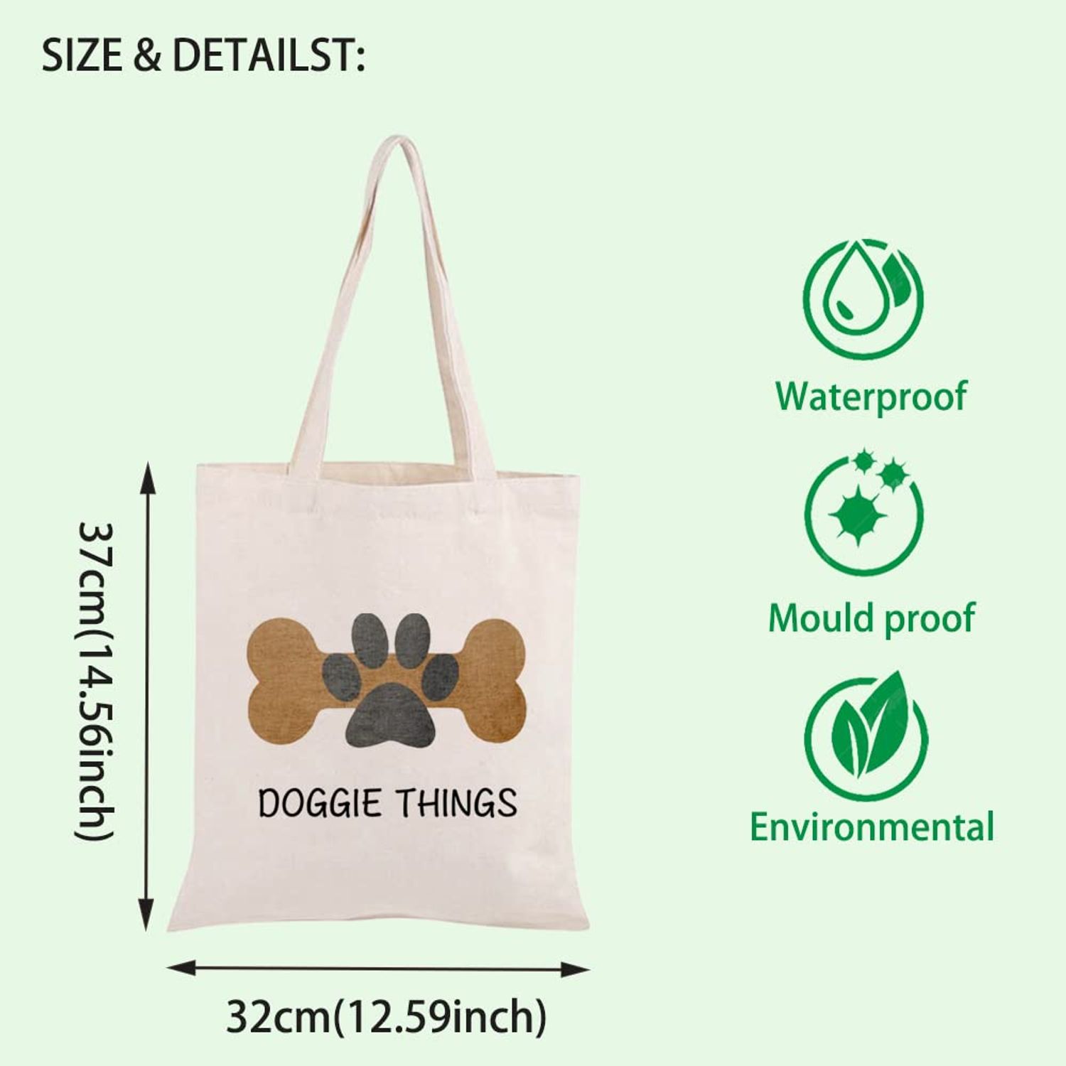 FOTAP Dog Lover Shopping Bag Dog Owner Tote Bag Doggie Things Tote Bag Pet Dog Tote Bag Dog Toys Tote Bag Dog Park Shopping Bag Doggie Gift (DOGGIE THING)
