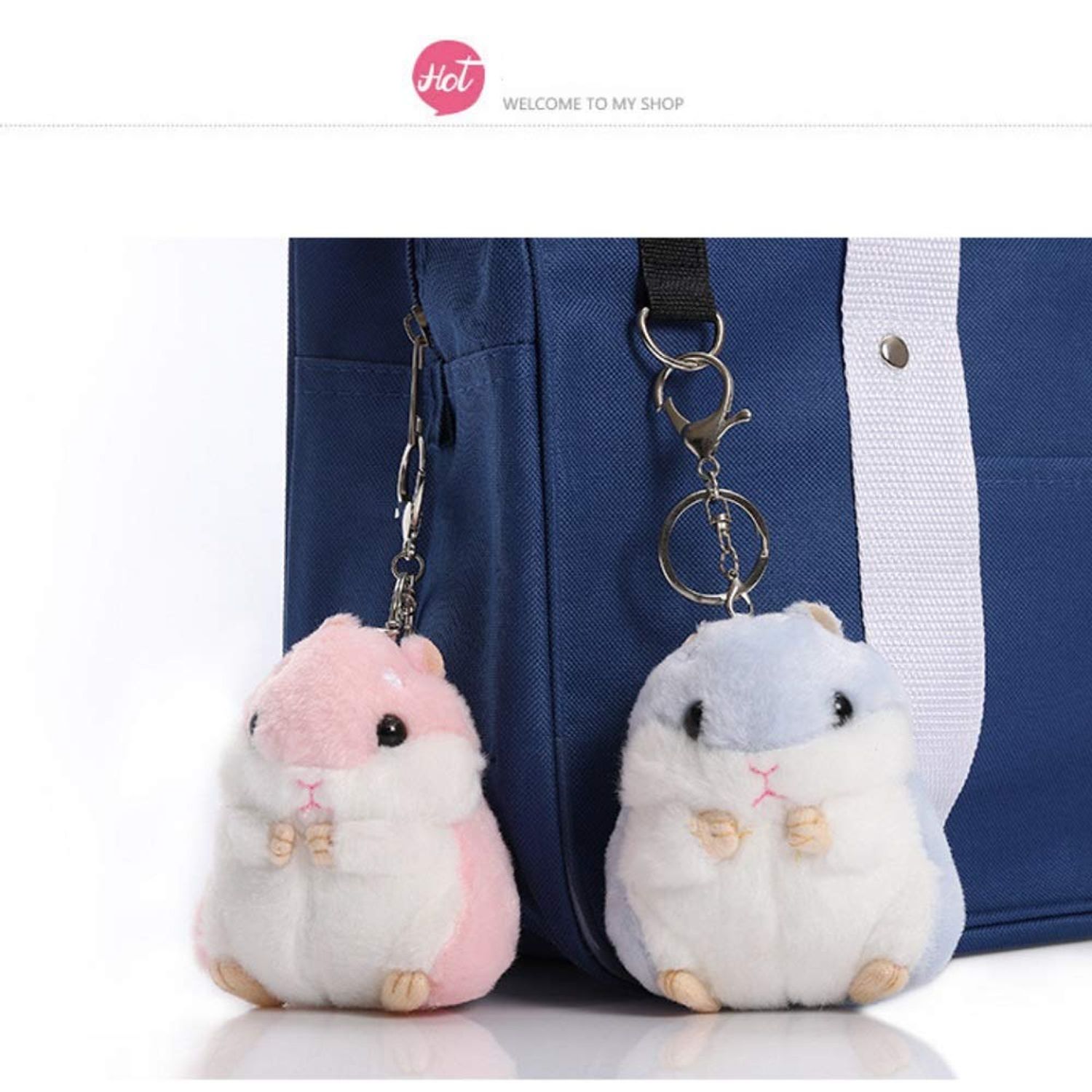 CheeseandU 4Pack Cute Hamster Plush Doll Keychains Stuffed Animals Doll Keychain Plush Cartoon Animal Charm Pendant Keyring for Girl Women Bag Phone Pendant Friends Birthday Party Gift