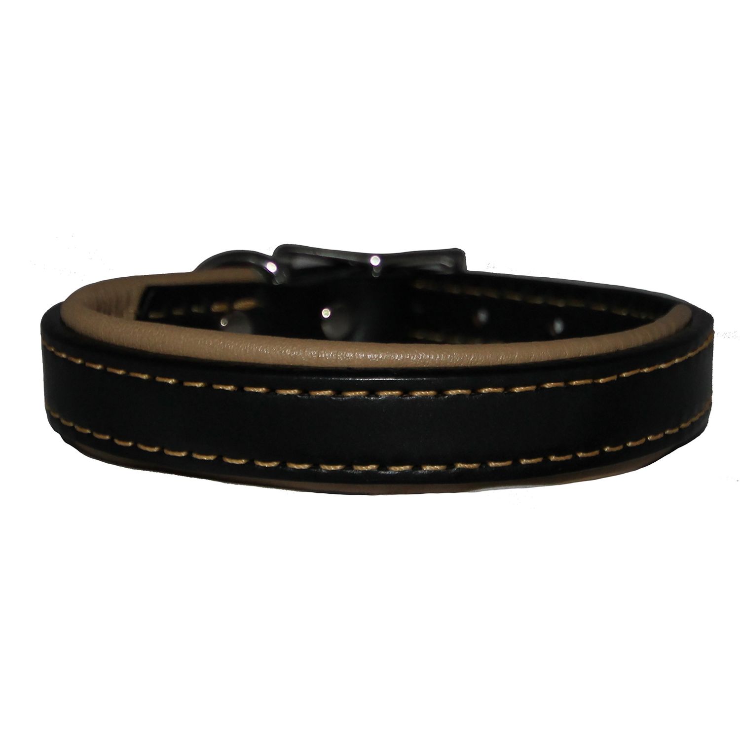 Padded Leather Dog Collar - Premium Quality Leather for Ultimate Comfort - Adjustable Fit for Maximum Security - Perfect for Everyday Walks or Special Occasions | Black/Tan, 20"