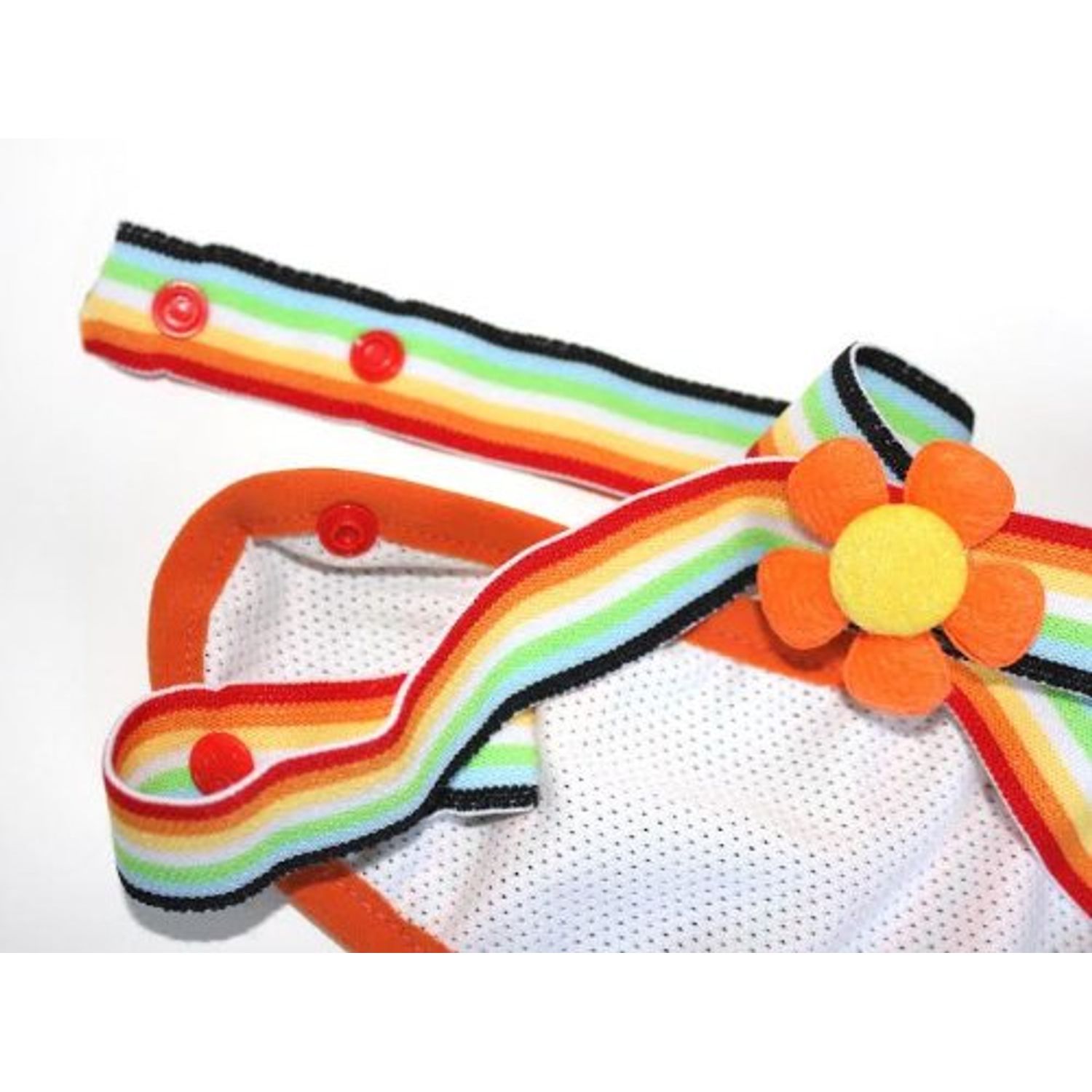 FUNNYDOGCLOTHES Striped Pet Dog Diaper with Suspenders Reusable Washable Stay On Female Girl for Small Dog Breeds (#14 Waist 14"- 17" Length 12" - 14")