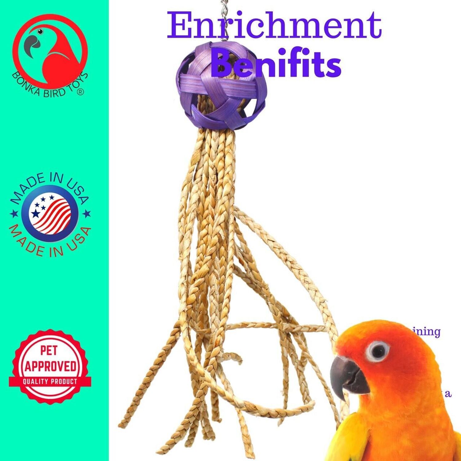 Bonka Bird Toys 1616 Foraging Octopus Chew Tug Pull Medium Parrot Cage Toy Pet