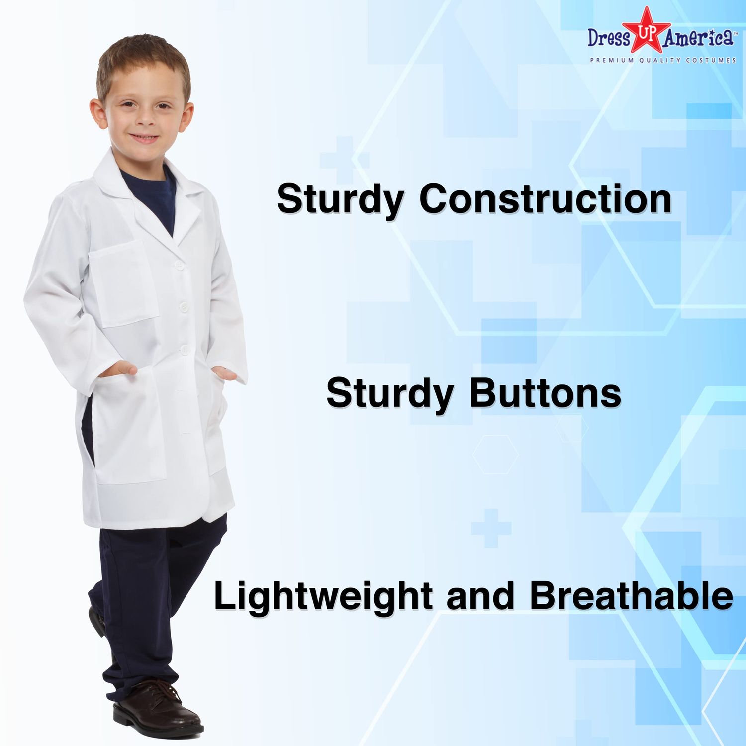 Dress Up America Lab Coat for Kids - Doctor's White Lab Coat Costume for Girls and Boys - 3/4 Length Lightweight Lab Coat (Toddler 2)