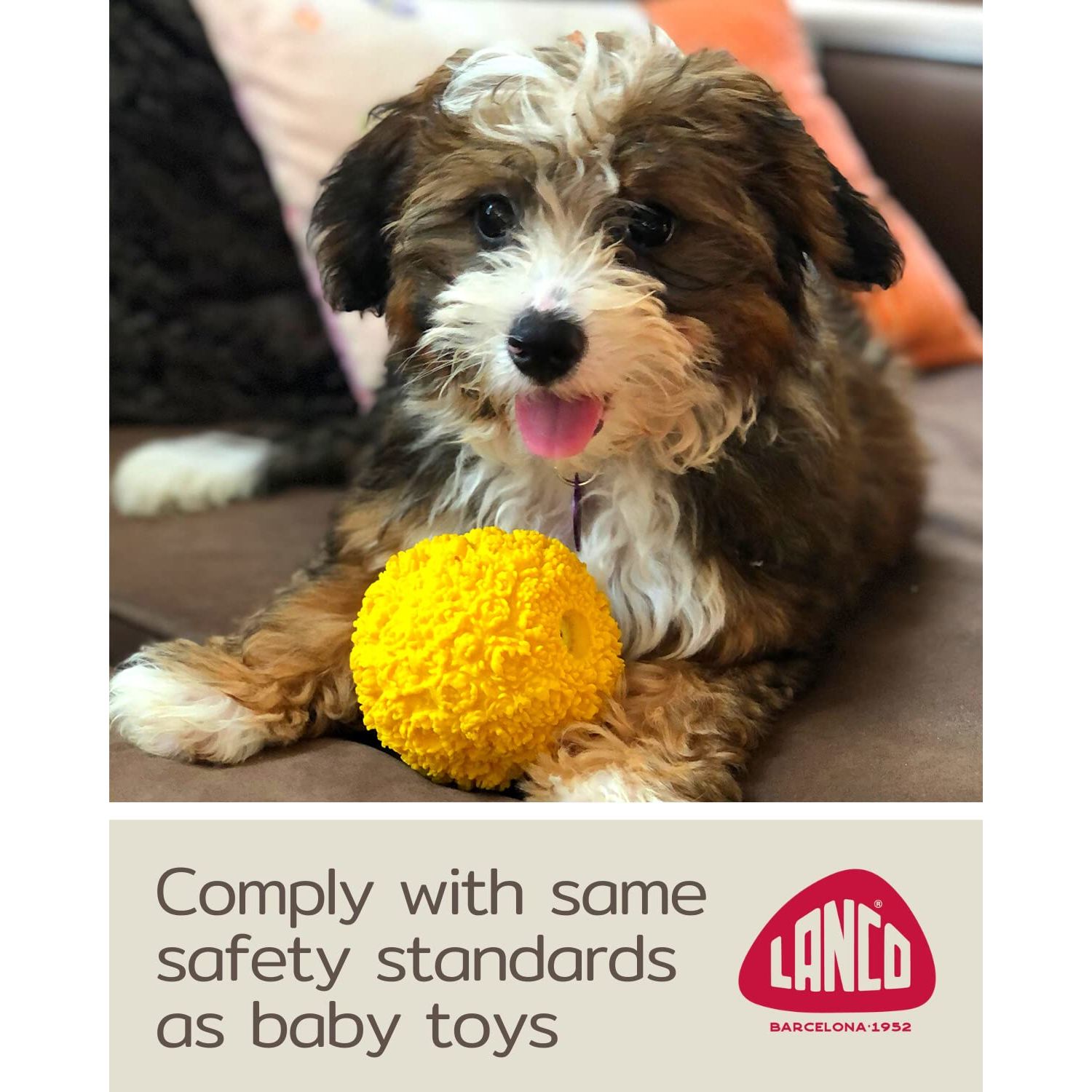 Set of 2 Squeaky Rubber Balls for Puppies - 3" - Sensory Dog Toys - Soft Natural Rubber (Latex) - Puppies Small Breeds - Comply with Same Safety Standards as Baby Toys