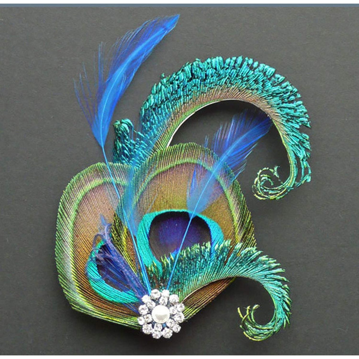 Handmade Bohemian Peacock Feather Hair Clip Hair Accessory Elegant Showgirl Headpiece Hair Pin Wedding Dance Party Headwear Headdress (E#)
