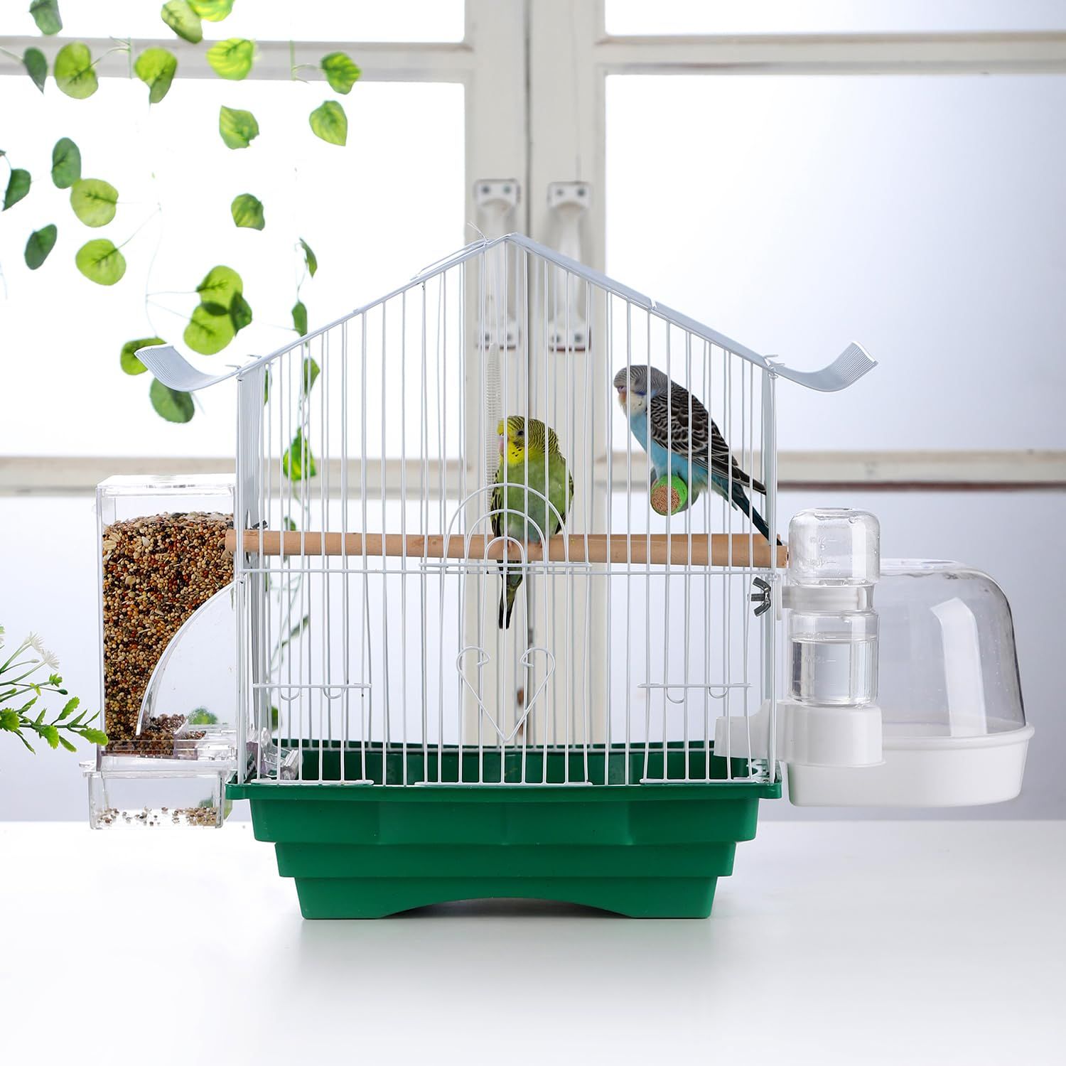 IBWell Clear Bird Bath for Cage for Small Birds Parakeet Bird Bath for Cage for Cockatiels Parakeet Cage Accessories