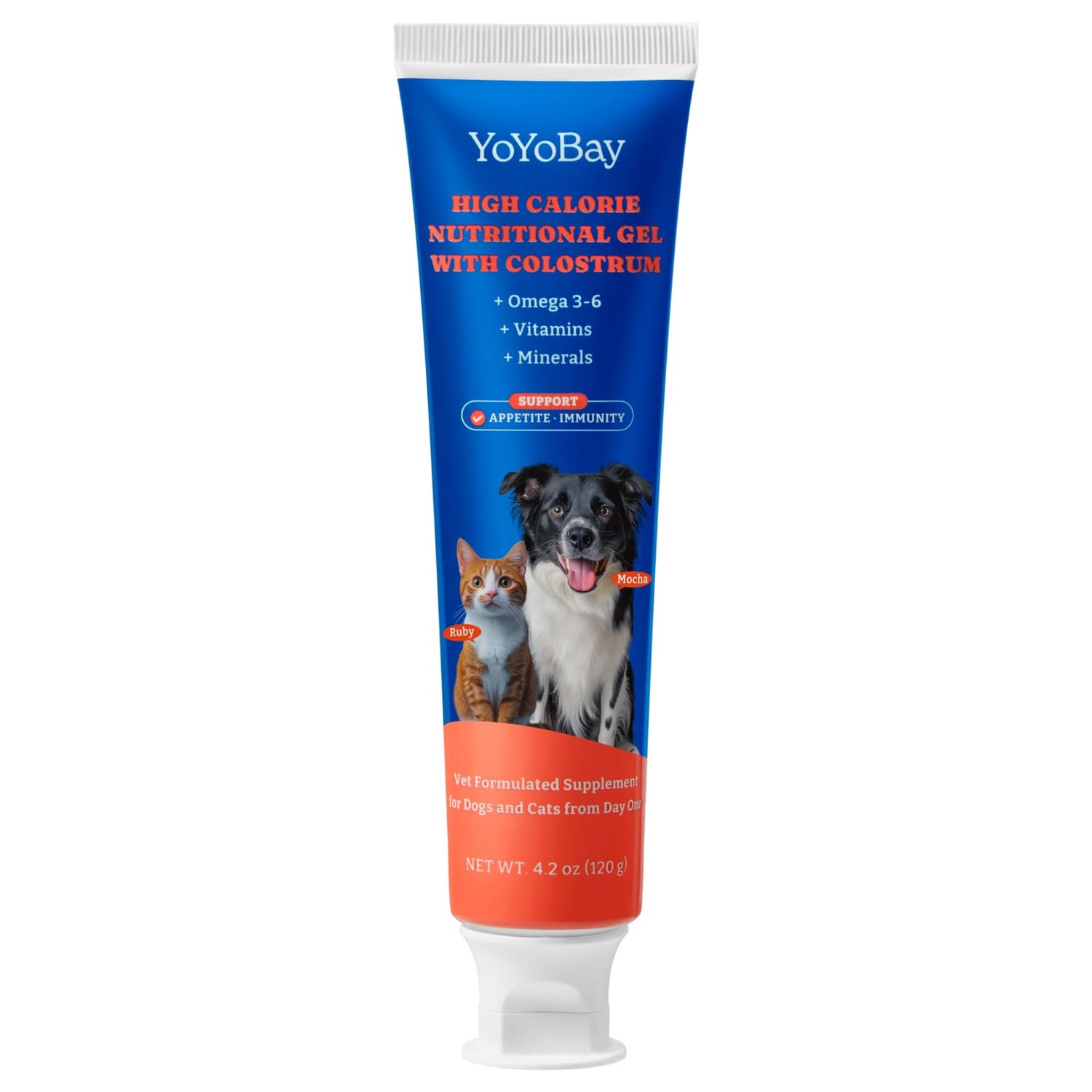YoYoBay Bovine Colostrum Nutritional Gel for Dog & Cat - Immune Support, Digestive Health & Skin Care, Dog Allergy Relief, High Calorie Supplement for Dogs and Cats, Dogs Weight Gainer