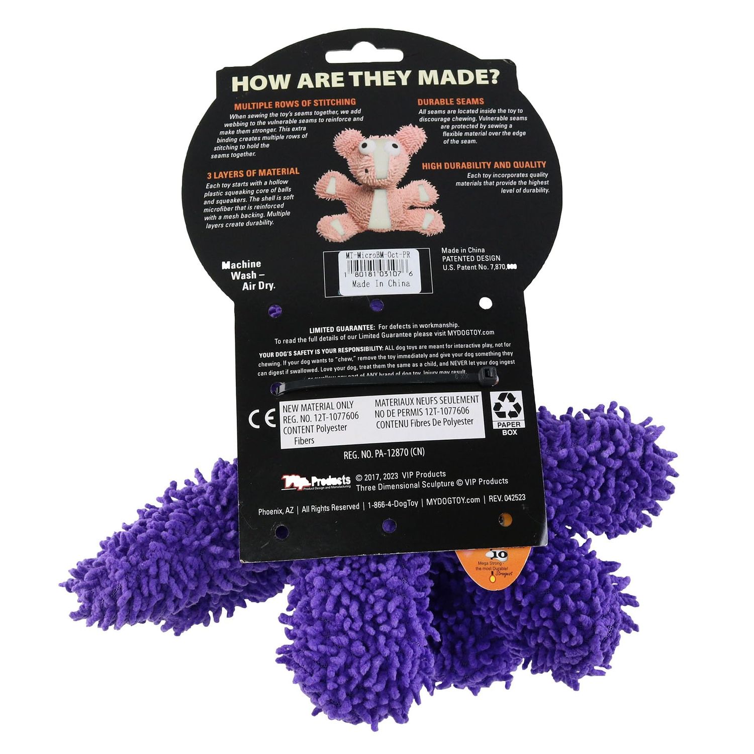 MIGHTY- Microfiber Ball- Medium- Octopus – Made with Squeaker Balls and Minimal Stuffing. Strong & Tough. Interactive Play. Dog Toy Machine Washable & It Floats