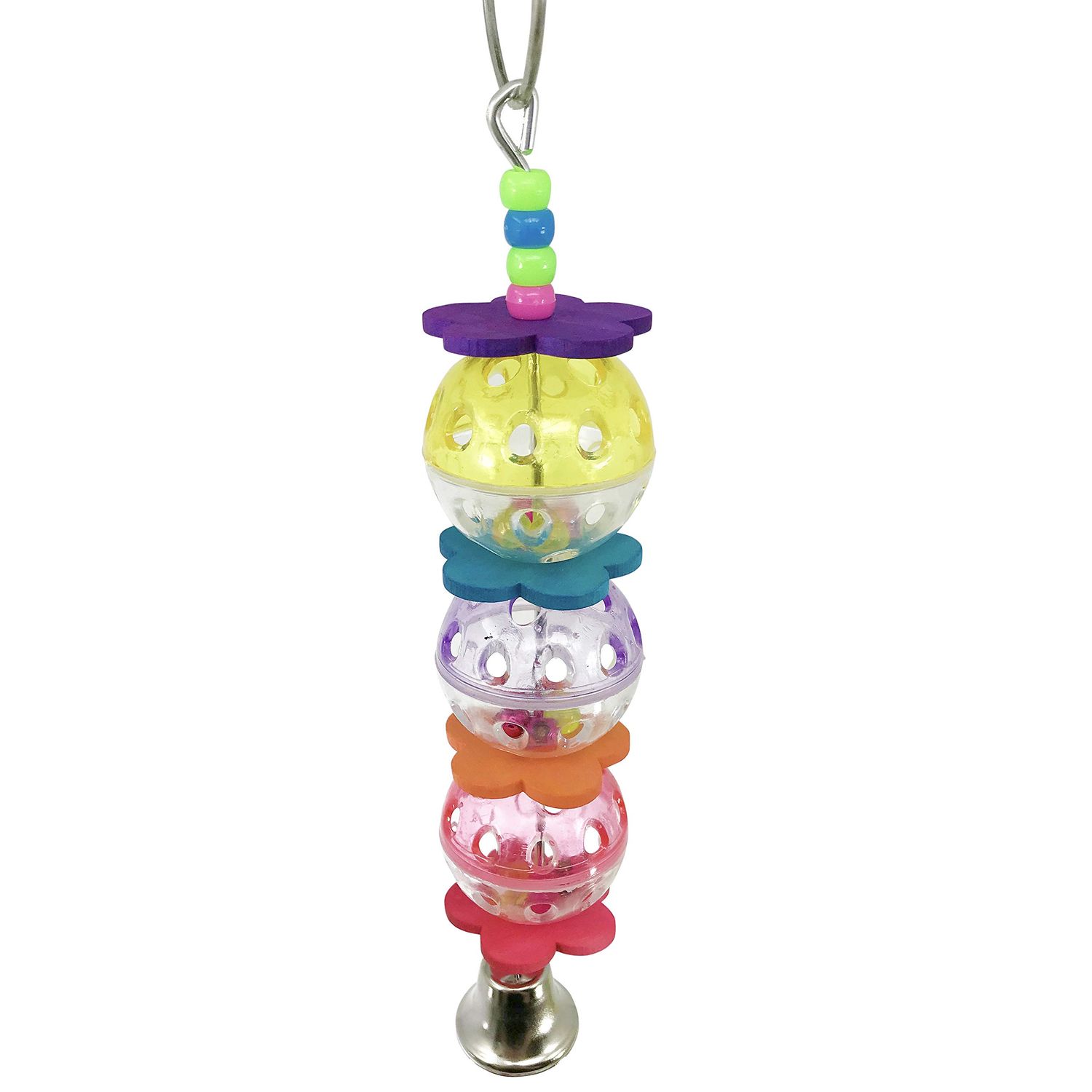 Bonka Bird Toys 3100 Ball Daisy Bird Toy Parrot Plastic Rattle cage Ball Wood chew Forage Perch Swing Parakeet Conure Cockatiel Rainbow Ladder Accessories Bridge Playground Gym Supplies