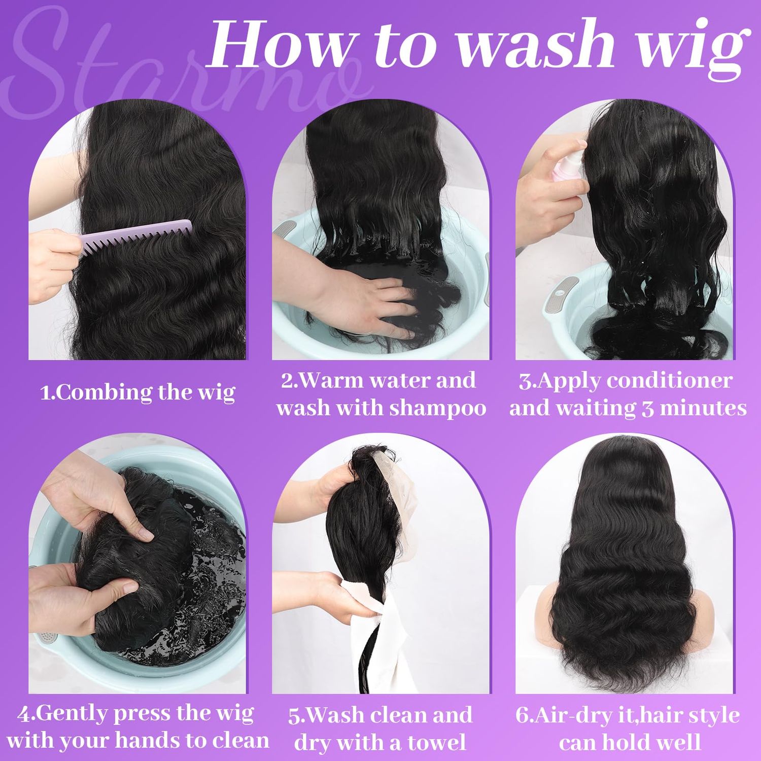 Starmo Body Wave Lace Front Wigs Human Hair Pre Plucked 13x4 HD Lace Frontal Wigs Human Hair 150% Density Glueless Lace Front Wig with Baby Hair Natural Black 22inch