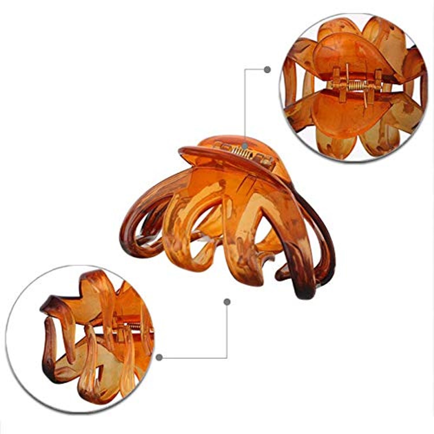 Aeyistry 2 Pcs Big Hair Claw Clips for Women and Girls,Non Slip Octopus Claws Headdress Classic Plastic Spider Claw Hair Clips for Thick Hair (Black,Brown)