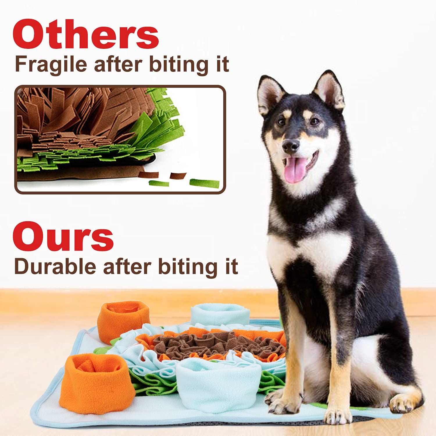 TWOPER Snuffle Mat for Dog Puzzle Toys Interactive Pet Food Mat Cat Feeding with Fixing Handle Brain Stimulating Hand and Machine Washable Perfect for Any Breed